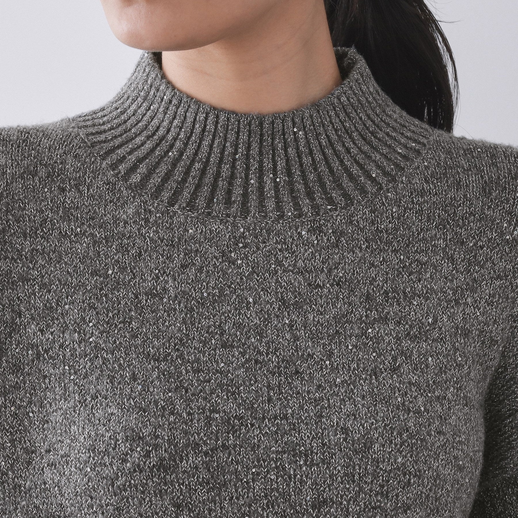 オペーク ドット クリップ OPAQUE.CLIP ラメスパンコールハイネックミドルゲージニット／セットアップ対応可【洗濯機洗い可】 （ブルーグリーン(697)） ブルーグリーン(697)