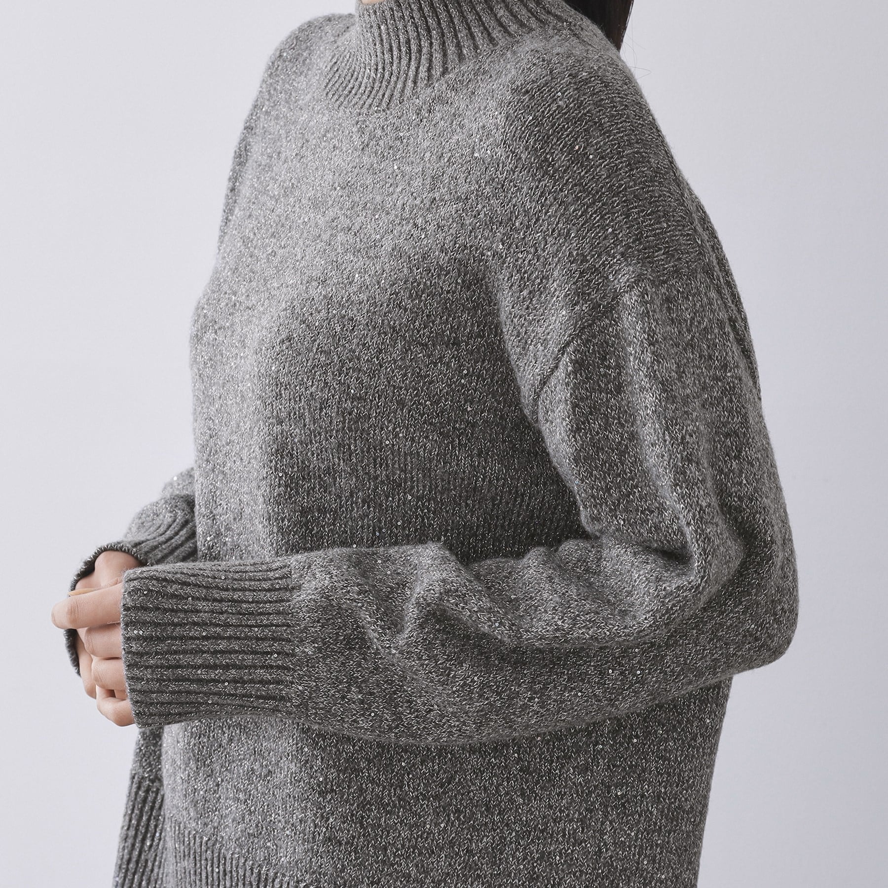 オペーク ドット クリップ OPAQUE.CLIP ラメスパンコールハイネックミドルゲージニット／セットアップ対応可【洗濯機洗い可】 （ブルーグリーン(697)） ブルーグリーン(697)