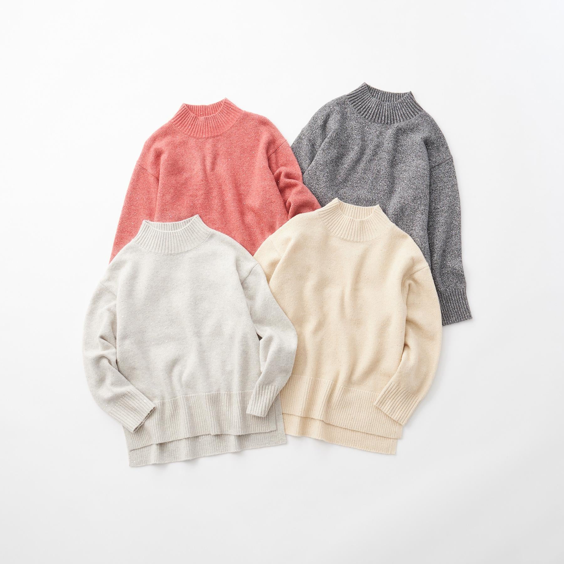 オペーク ドット クリップ OPAQUE.CLIP ラメスパンコールハイネックミドルゲージニット／セットアップ対応可【洗濯機洗い可】 （ブルーグリーン(697)） ブルーグリーン(697)