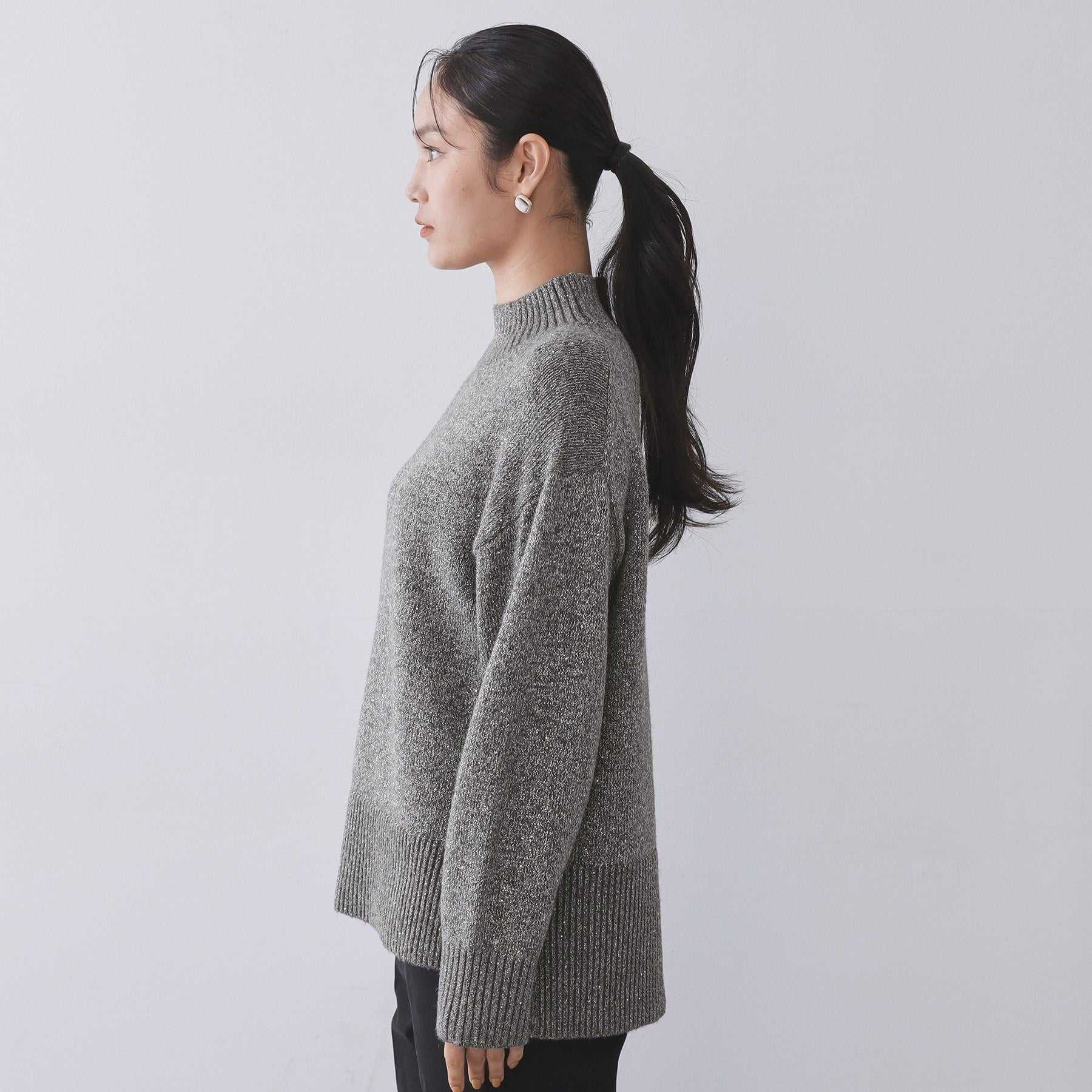 オペーク ドット クリップ OPAQUE.CLIP ラメスパンコールハイネックミドルゲージニット／セットアップ対応可【洗濯機洗い可】 （グレー(612)） グレー(612)