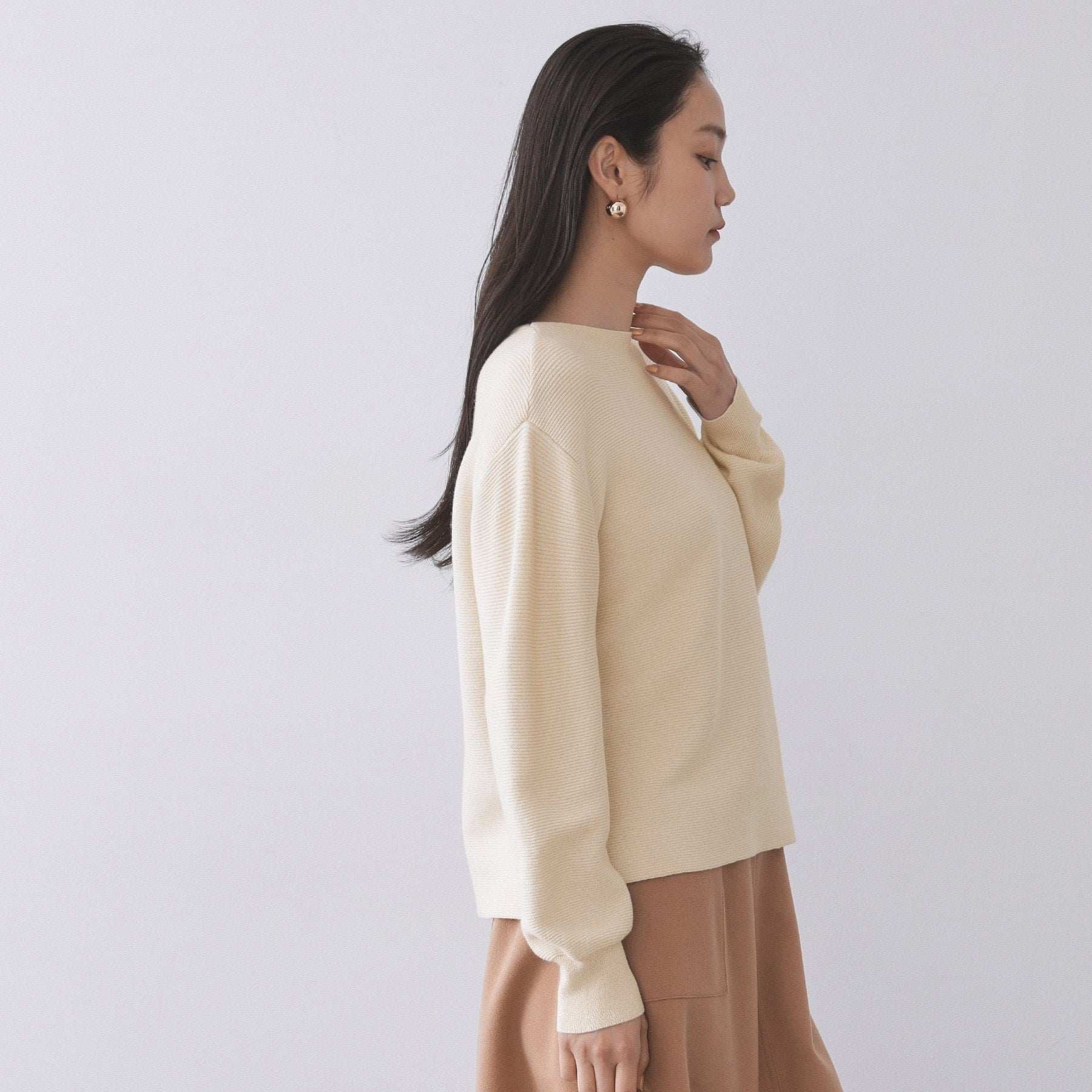 オペーク ドット クリップ OPAQUE.CLIP ラメガーターボートネックニット【洗濯機洗い可】 （サックスブルー(690)） サックスブルー(690)