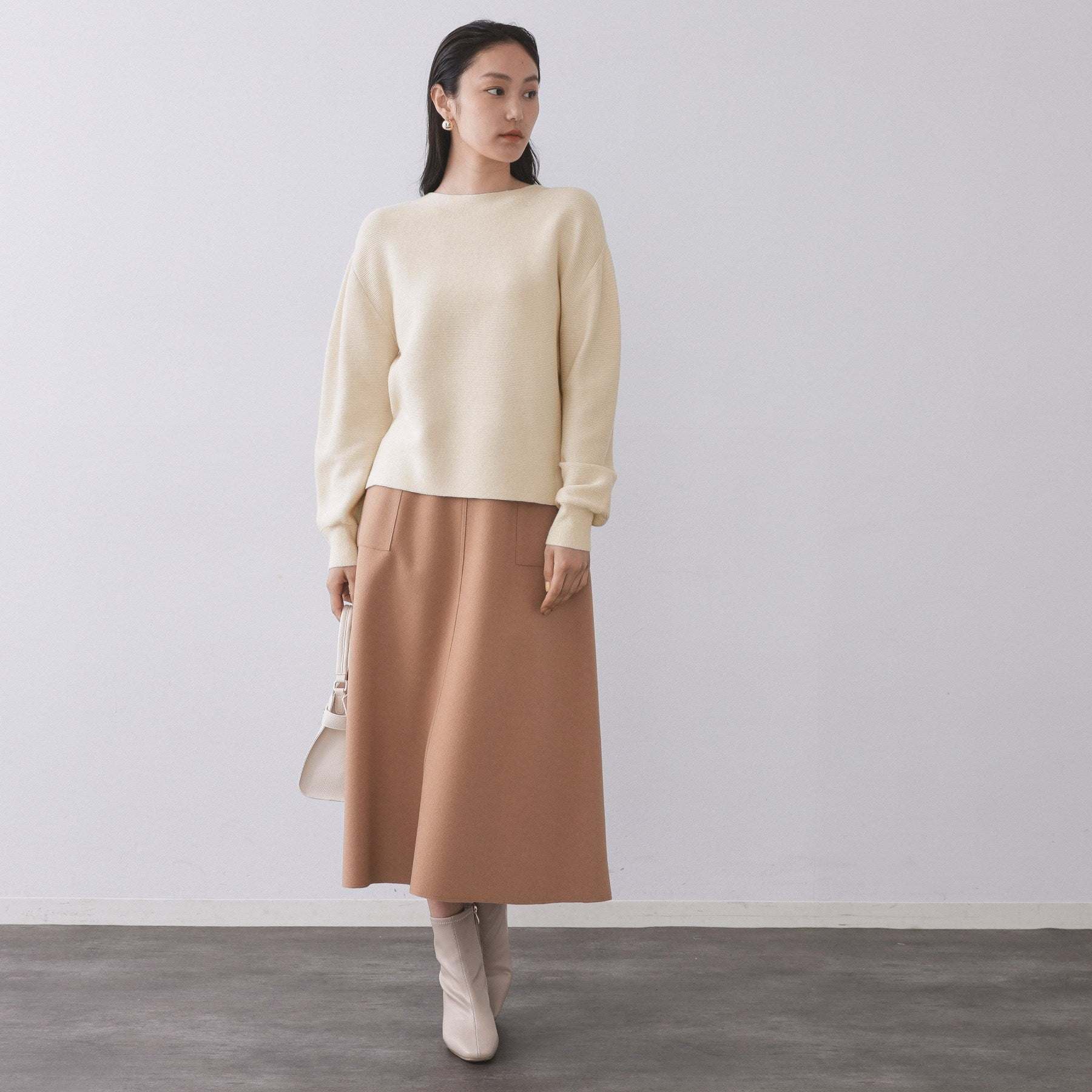 オペーク ドット クリップ OPAQUE.CLIP ラメガーターボートネックニット【洗濯機洗い可】 （サックスブルー(690)） サックスブルー(690)