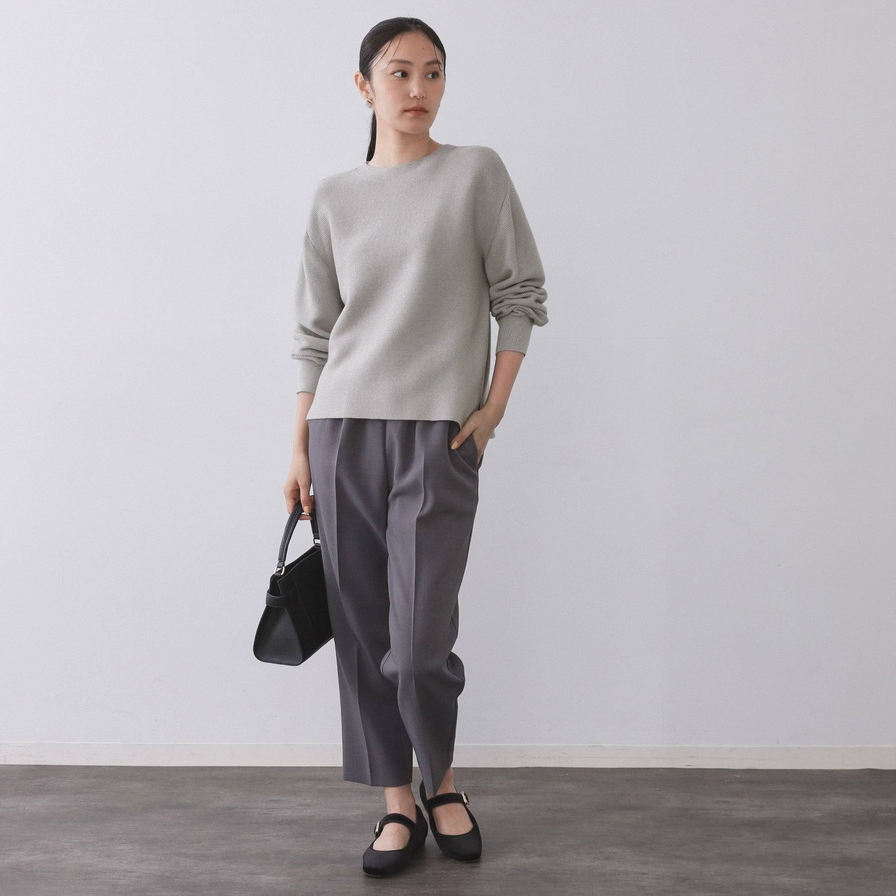 オペーク ドット クリップ OPAQUE.CLIP ラメガーターボートネックニット【洗濯機洗い可】 （サックスブルー(690)） サックスブルー(690)