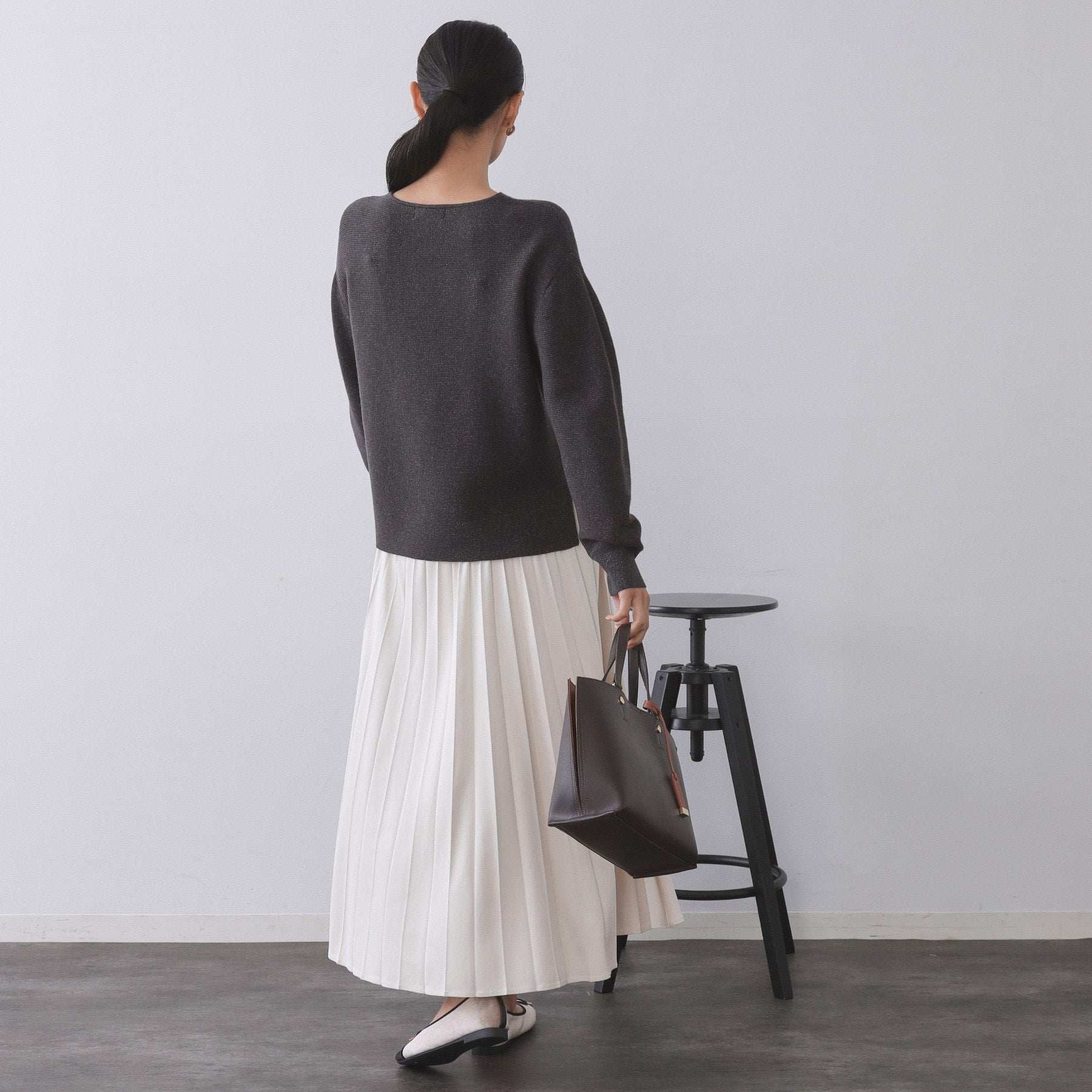 オペーク ドット クリップ OPAQUE.CLIP ラメガーターボートネックニット【洗濯機洗い可】 （サックスブルー(690)） サックスブルー(690)