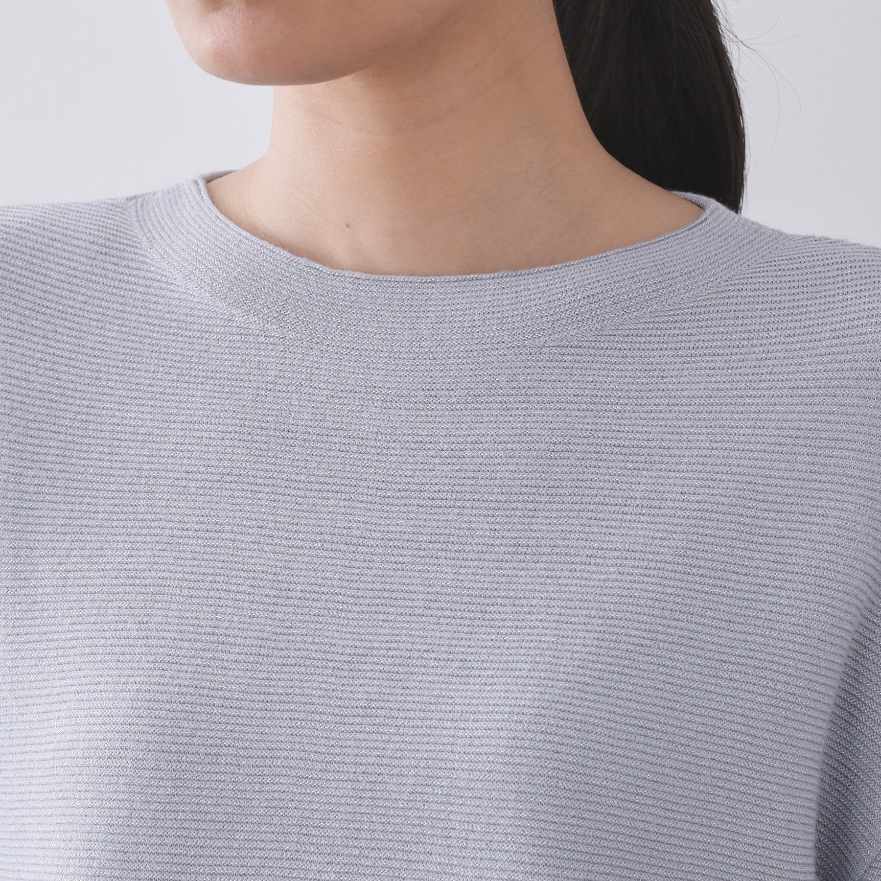 オペーク ドット クリップ OPAQUE.CLIP ラメガーターボートネックニット【洗濯機洗い可】 （サックスブルー(690)） サックスブルー(690)