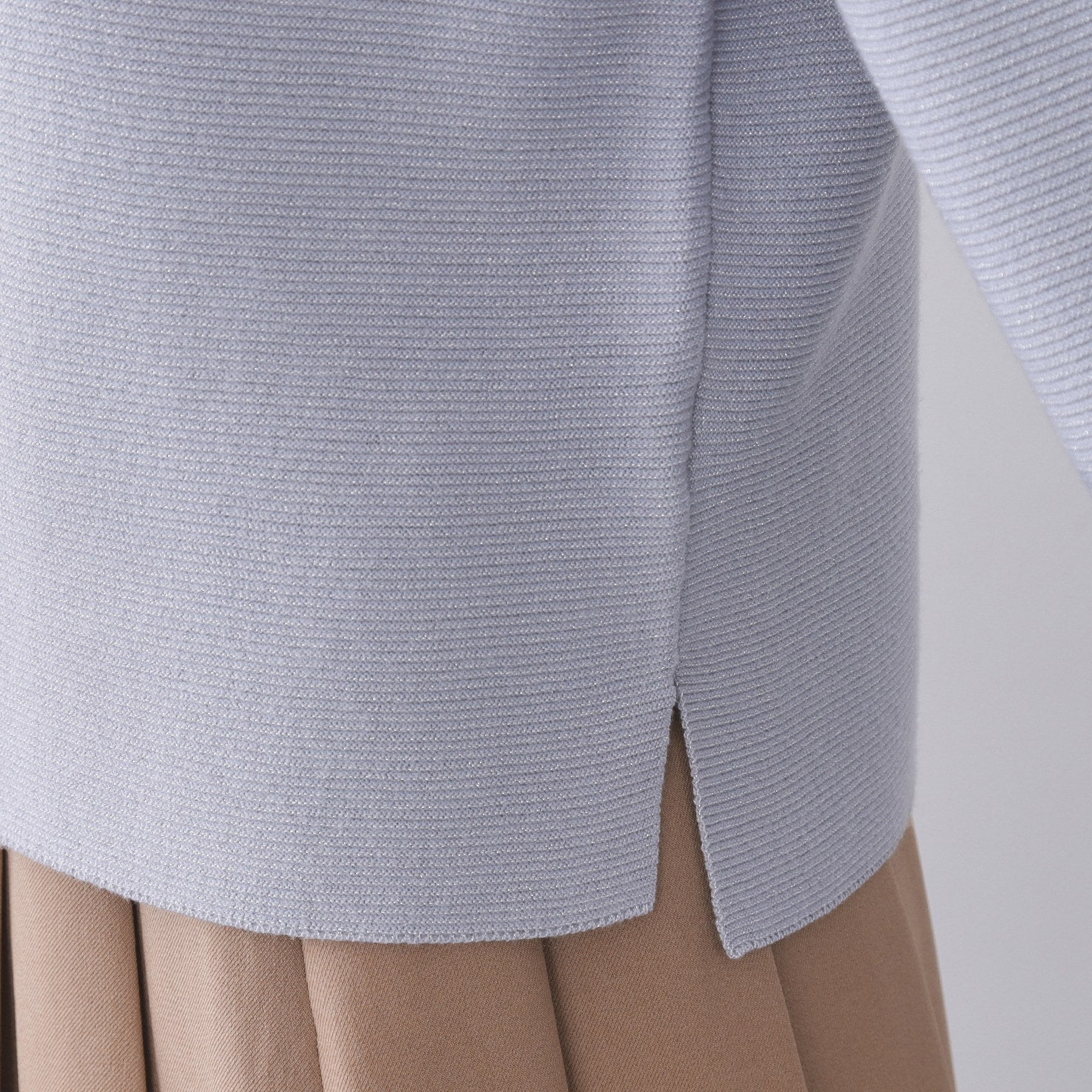 オペーク ドット クリップ OPAQUE.CLIP ラメガーターボートネックニット【洗濯機洗い可】 （サックスブルー(690)） サックスブルー(690)