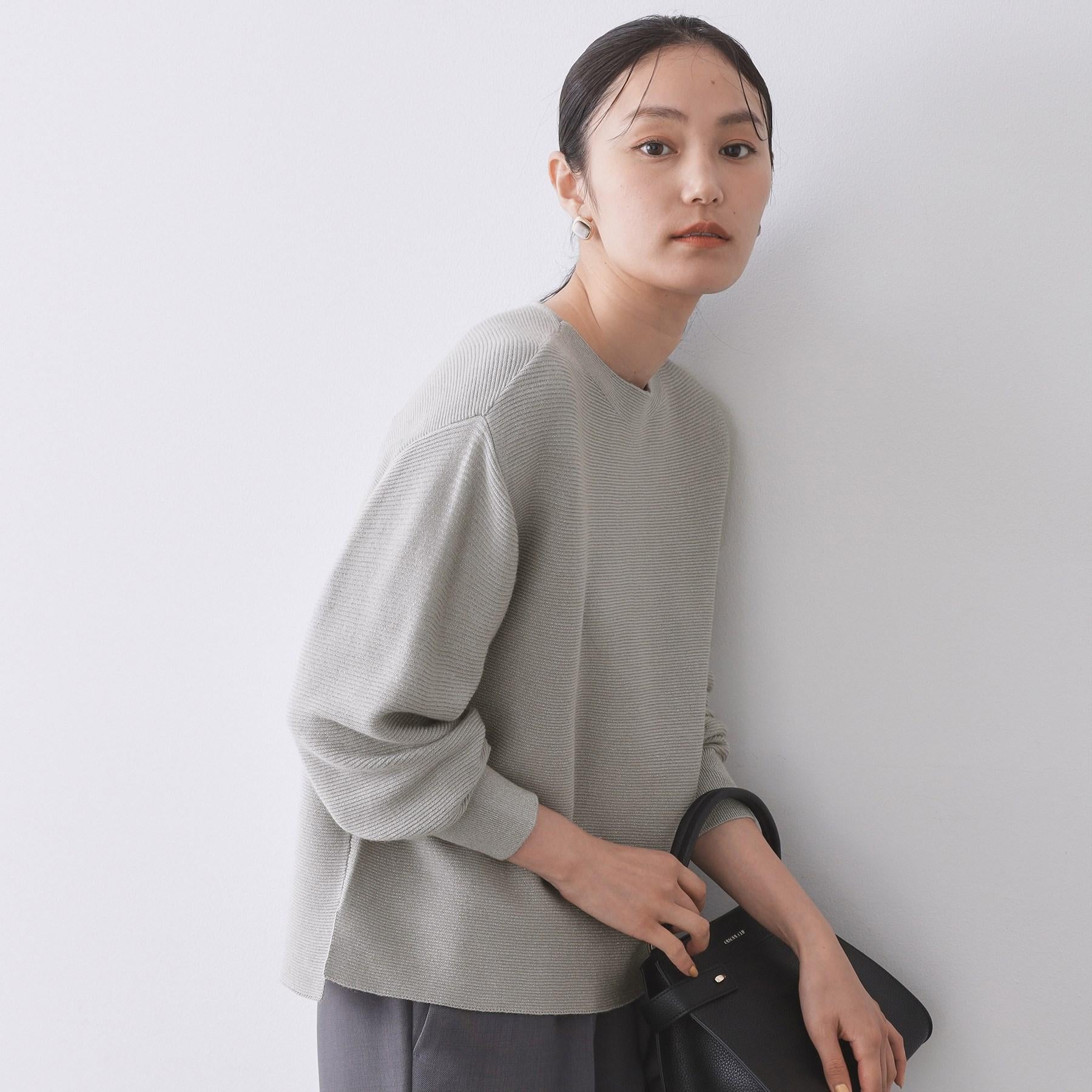 オペーク ドット クリップ OPAQUE.CLIP ラメガーターボートネックニット【洗濯機洗い可】 （サックスブルー(690)） サックスブルー(690)