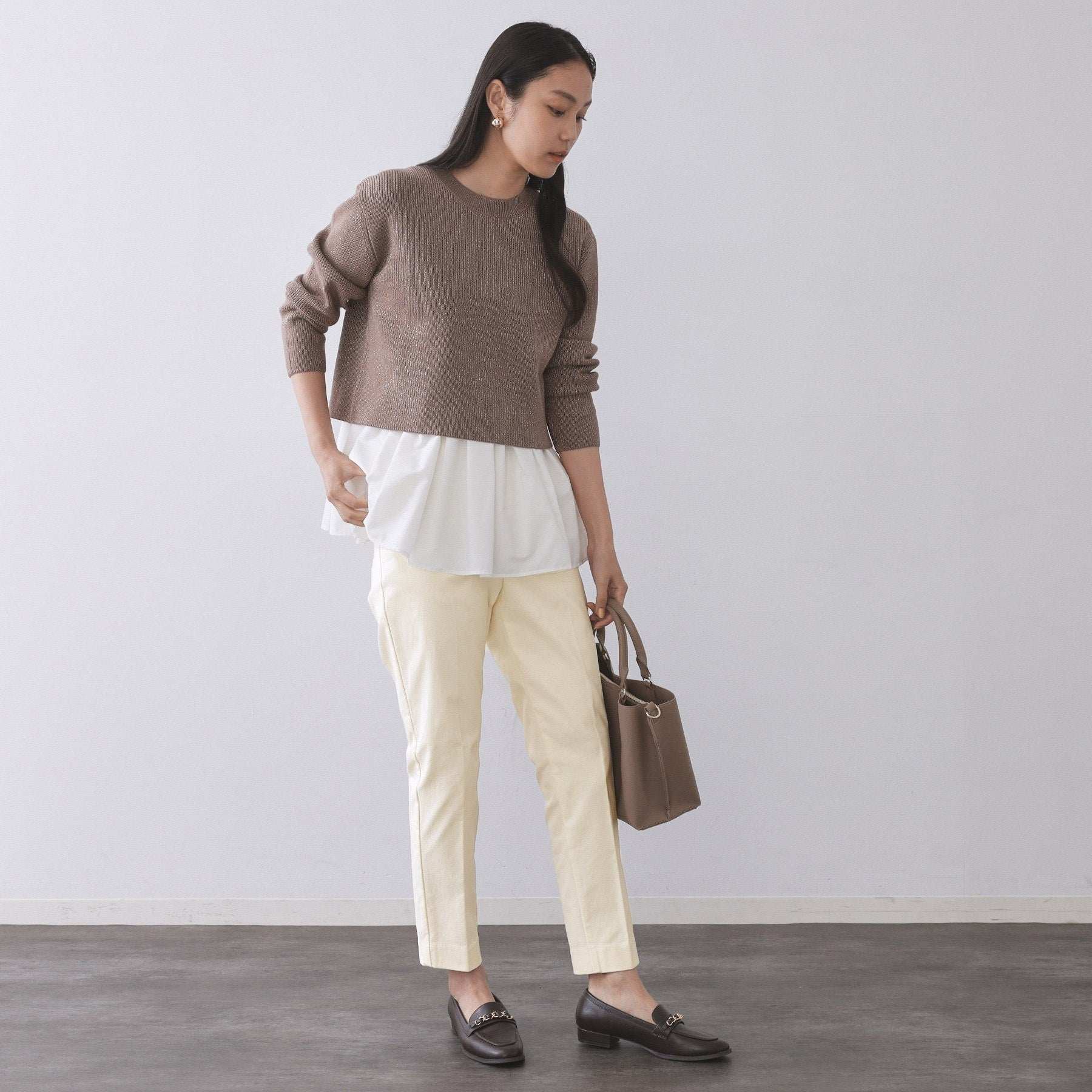 オペーク ドット クリップ OPAQUE.CLIP 裏起毛ハイストレッチ イージーテーパードパンツ【洗濯機洗い可】 （チャコールグレー(013)） チャコールグレー(013)