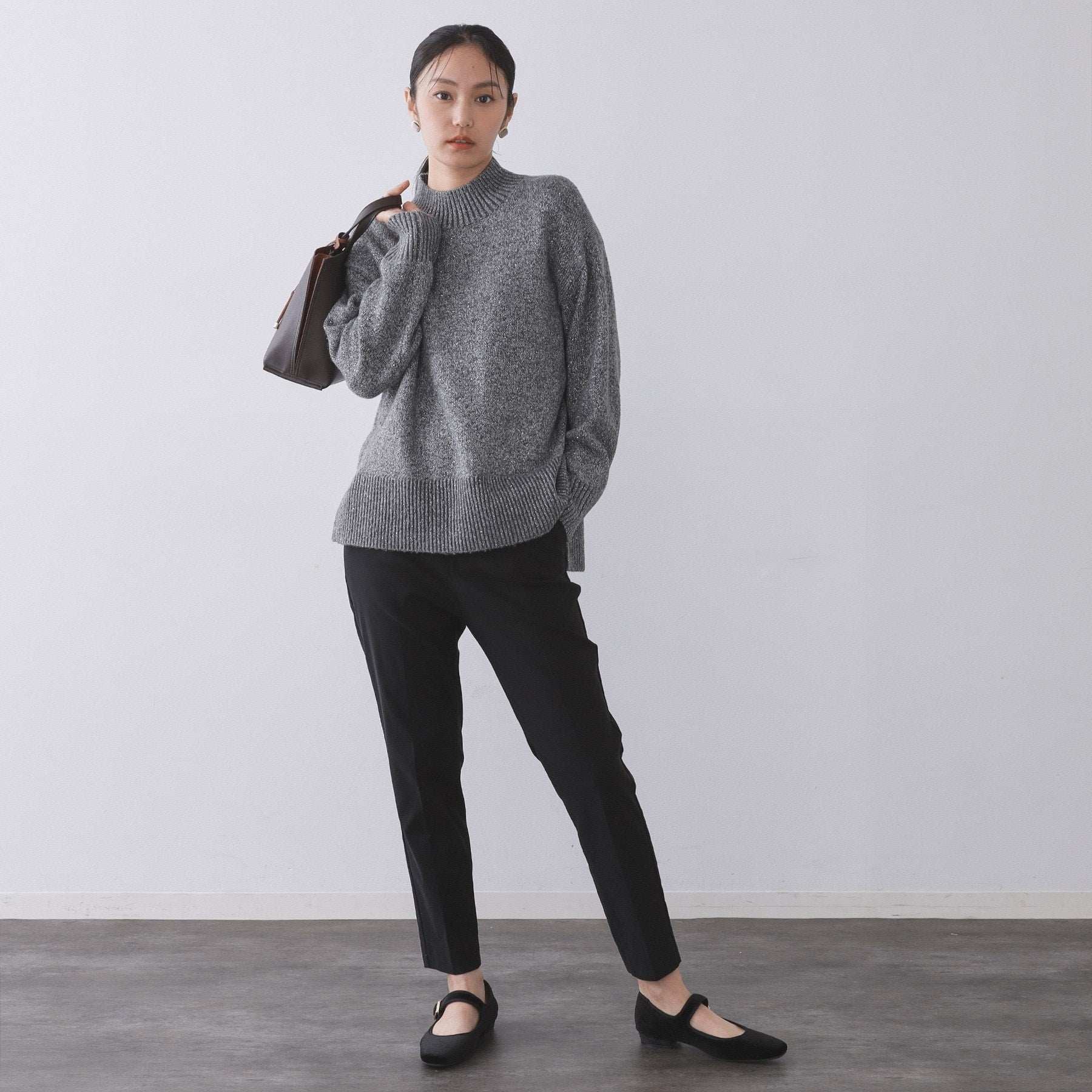 オペーク ドット クリップ OPAQUE.CLIP 裏起毛ハイストレッチ イージーテーパードパンツ【洗濯機洗い可】 （チャコールグレー(013)） チャコールグレー(013)