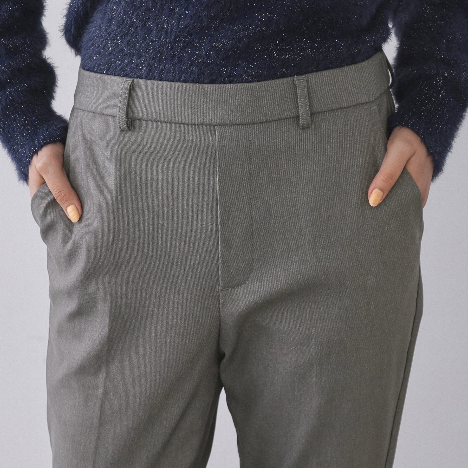 オペーク ドット クリップ OPAQUE.CLIP 裏起毛ハイストレッチ イージーテーパードパンツ【洗濯機洗い可】 （チャコールグレー(013)） チャコールグレー(013)