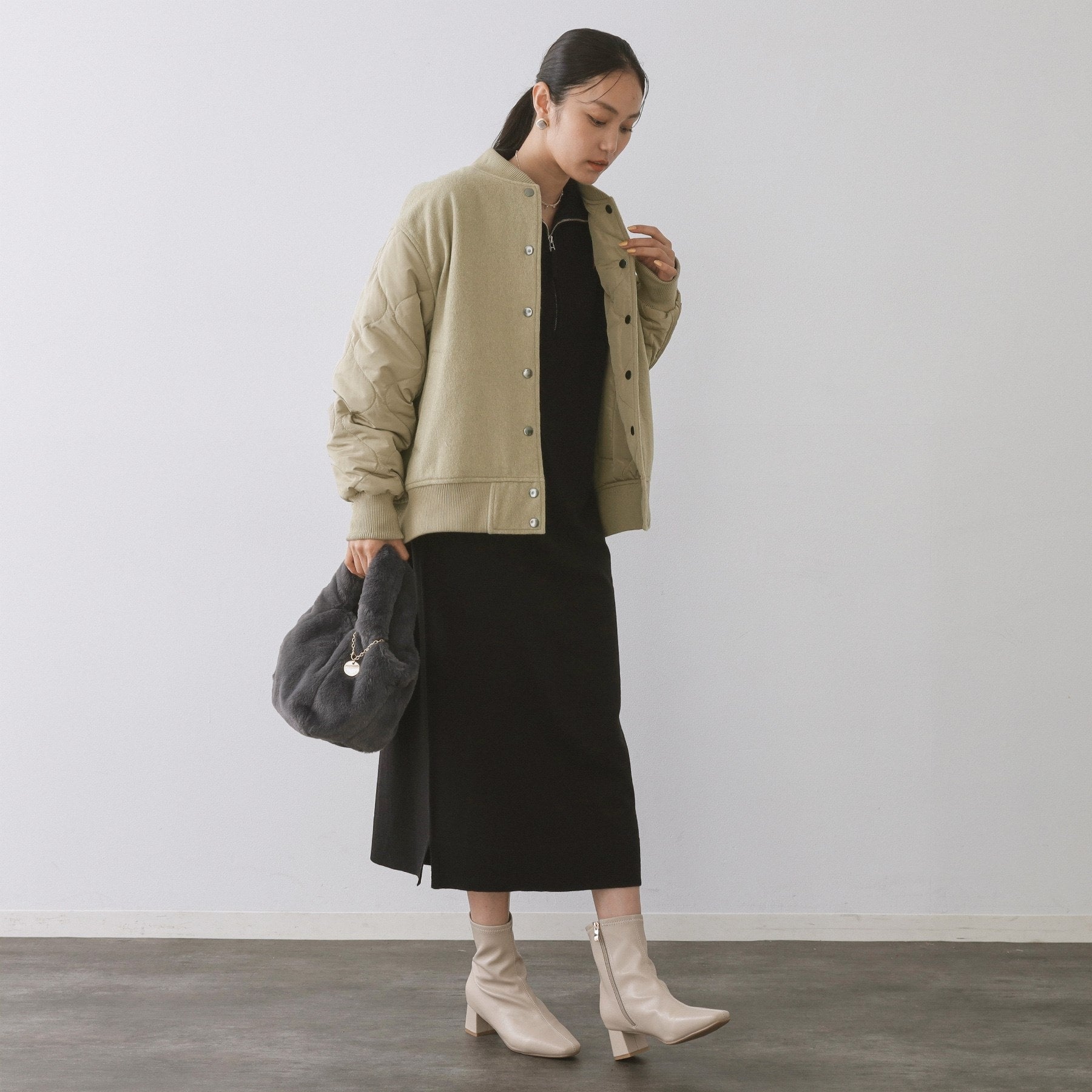 オペーク ドット クリップ OPAQUE.CLIP 《リバーシブル》キルティングブルゾン （ブラック(019)） ブラック(019)