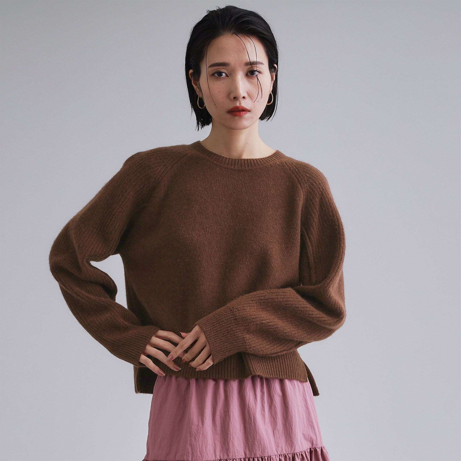 オペーク ドット クリップ OPAQUE.CLIP 【es】メリノウール クルーミドルゲージニット （ブラウン(043)） ブラウン(043)