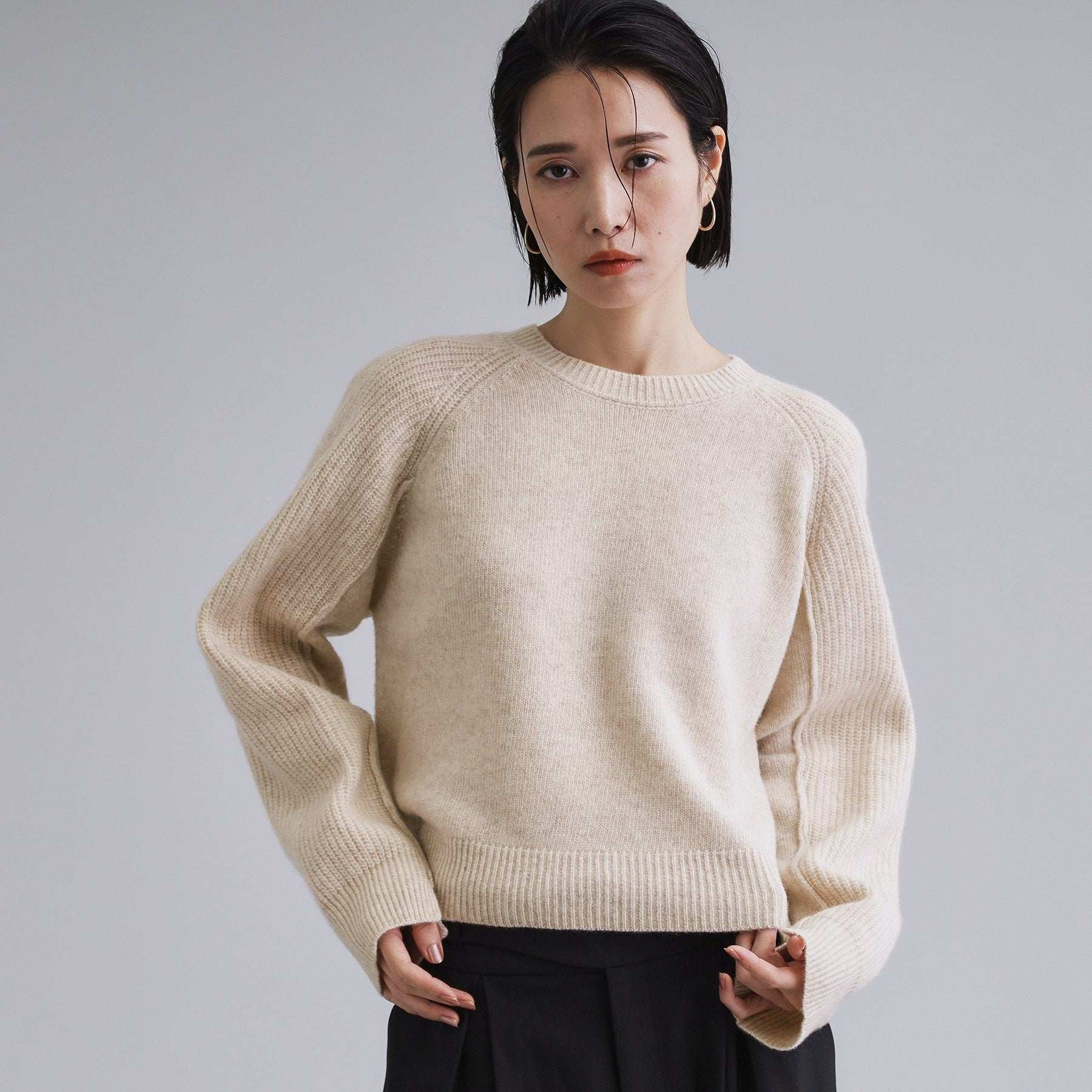 オペーク ドット クリップ OPAQUE.CLIP 【es】メリノウール クルーミドルゲージニット （ブラウン(043)） ブラウン(043)