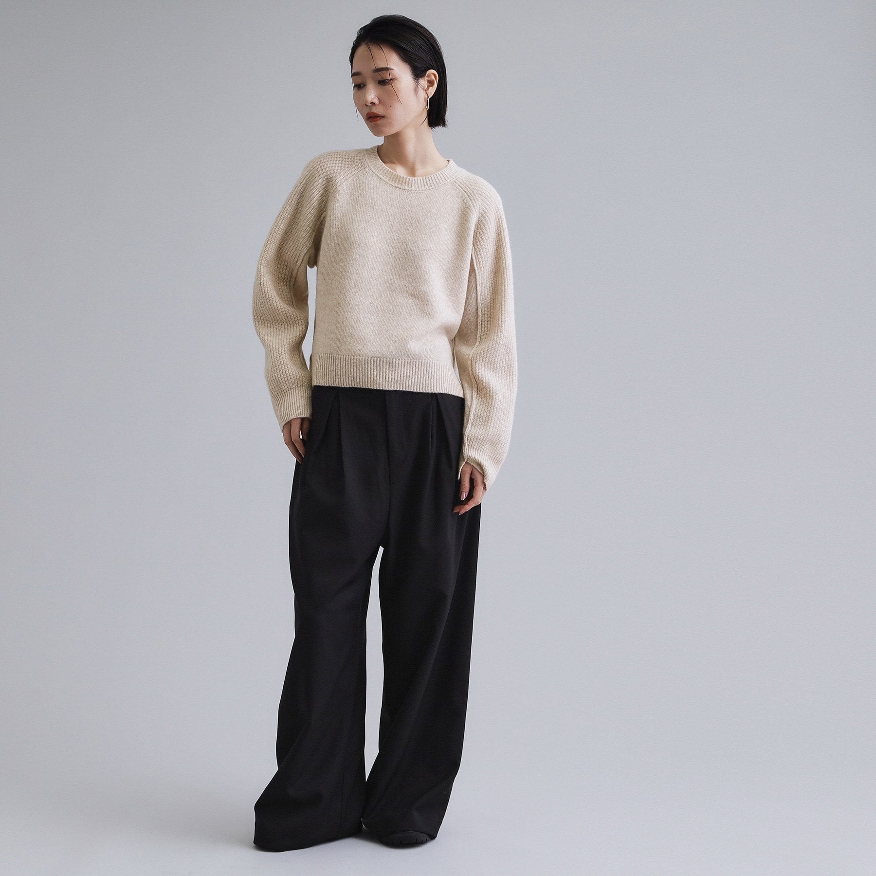 オペーク ドット クリップ OPAQUE.CLIP 【es】メリノウール クルーミドルゲージニット （ブラウン(043)） ブラウン(043)