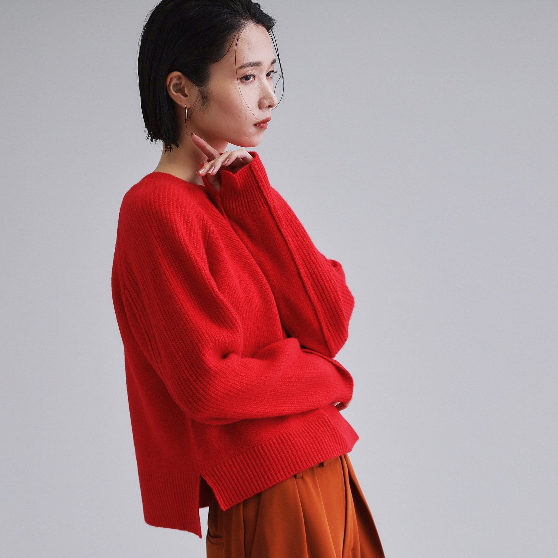 オペーク ドット クリップ OPAQUE.CLIP 【es】メリノウール クルーミドルゲージニット （ブラウン(043)） ブラウン(043)