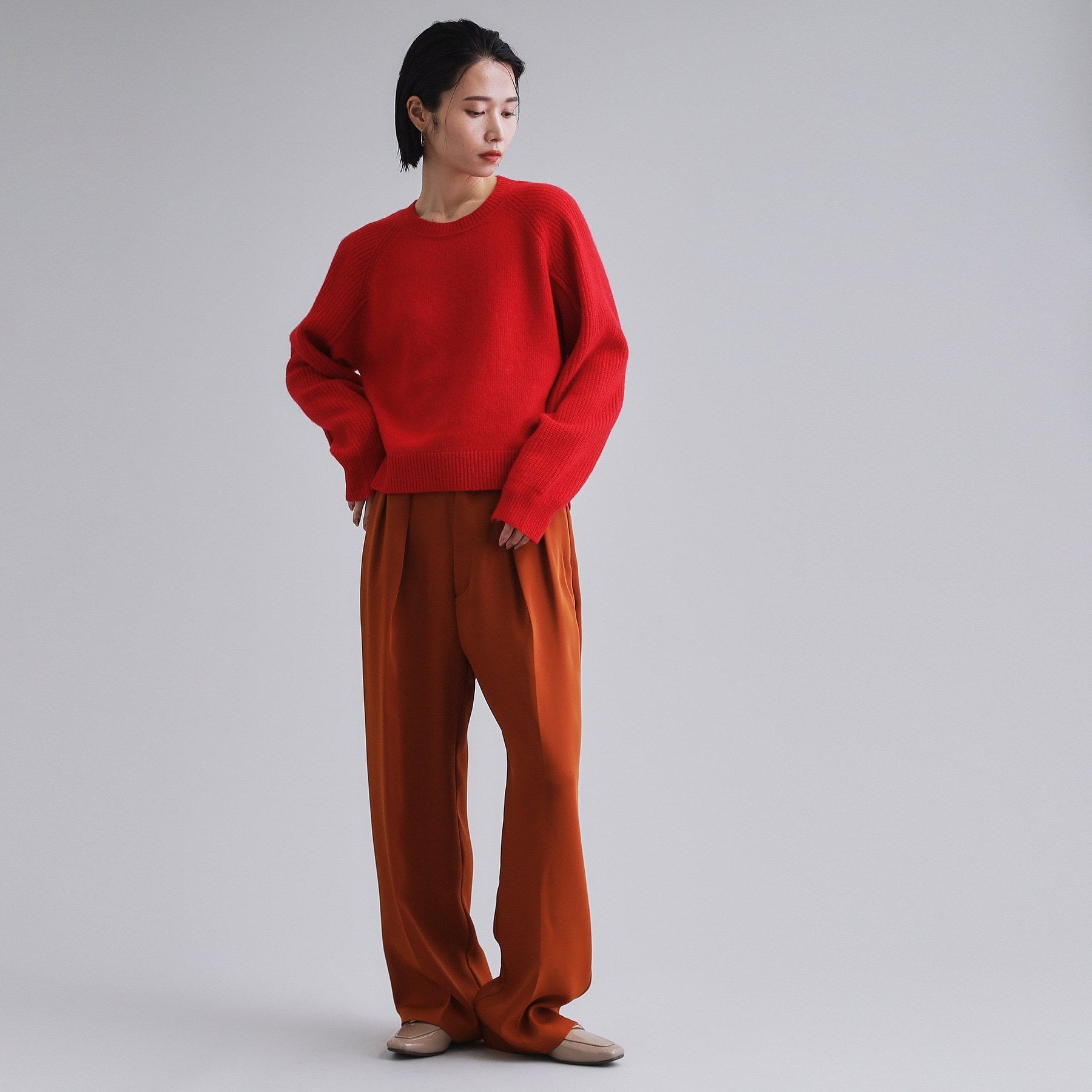 オペーク ドット クリップ OPAQUE.CLIP 【es】メリノウール クルーミドルゲージニット （ブラウン(043)） ブラウン(043)