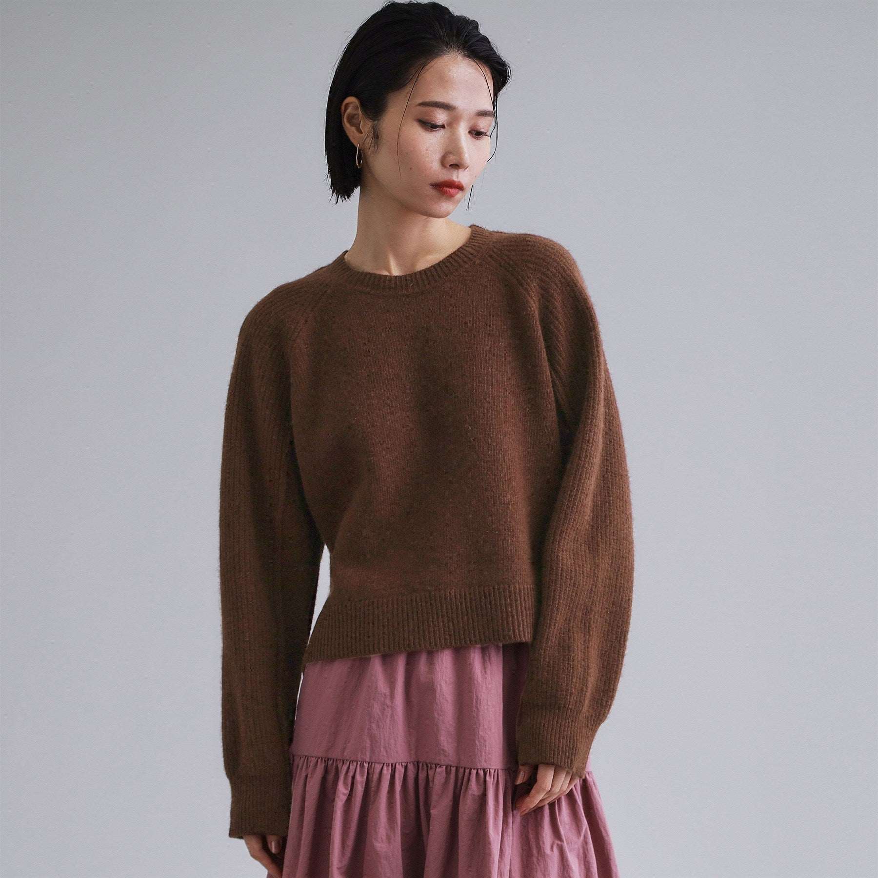 オペーク ドット クリップ OPAQUE.CLIP 【es】メリノウール クルーミドルゲージニット （ブラウン(043)） ブラウン(043)