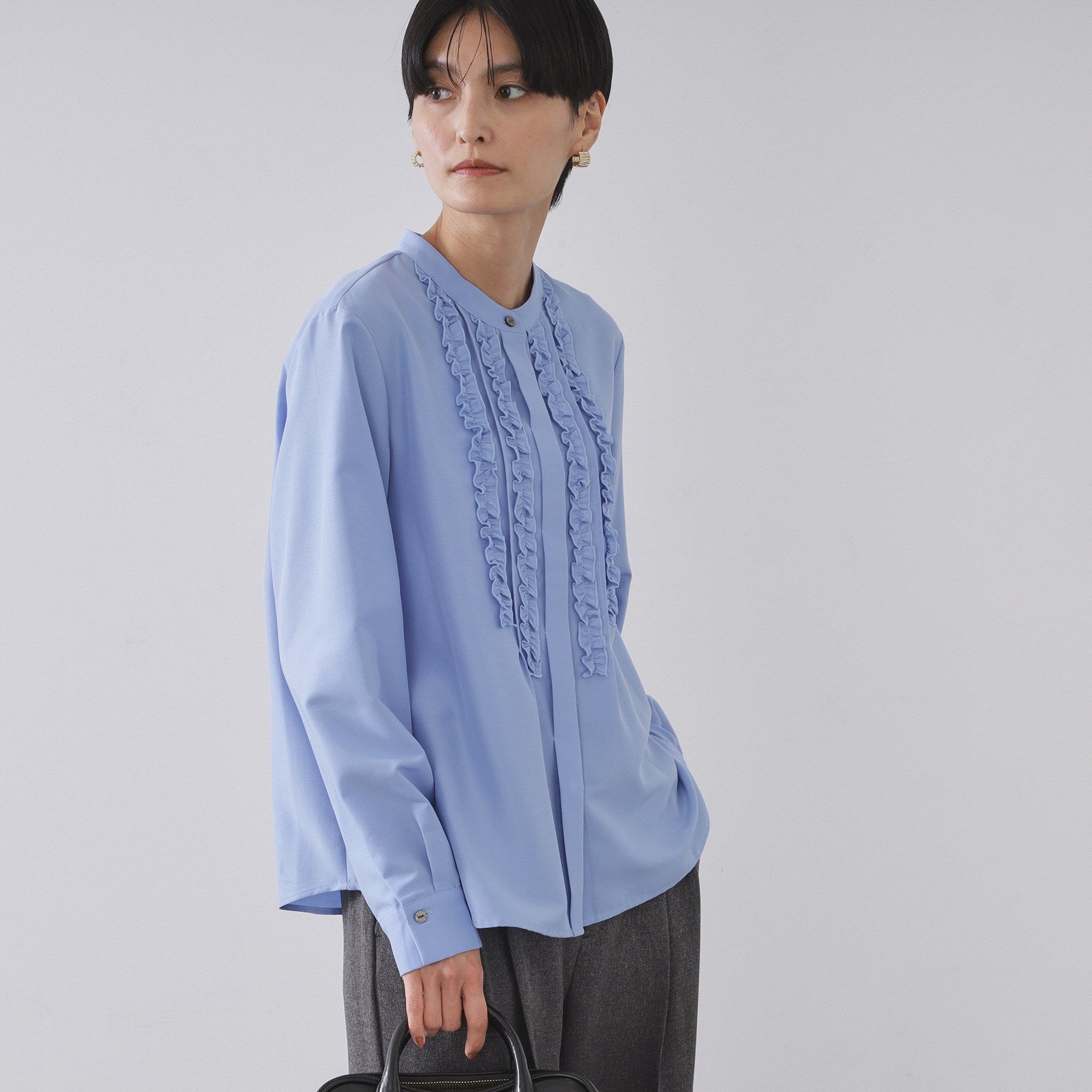 オペーク ドット クリップ OPAQUE.CLIP フロントフリルブラウス【洗濯機洗い可】 （ホワイト(001)） ホワイト(001)