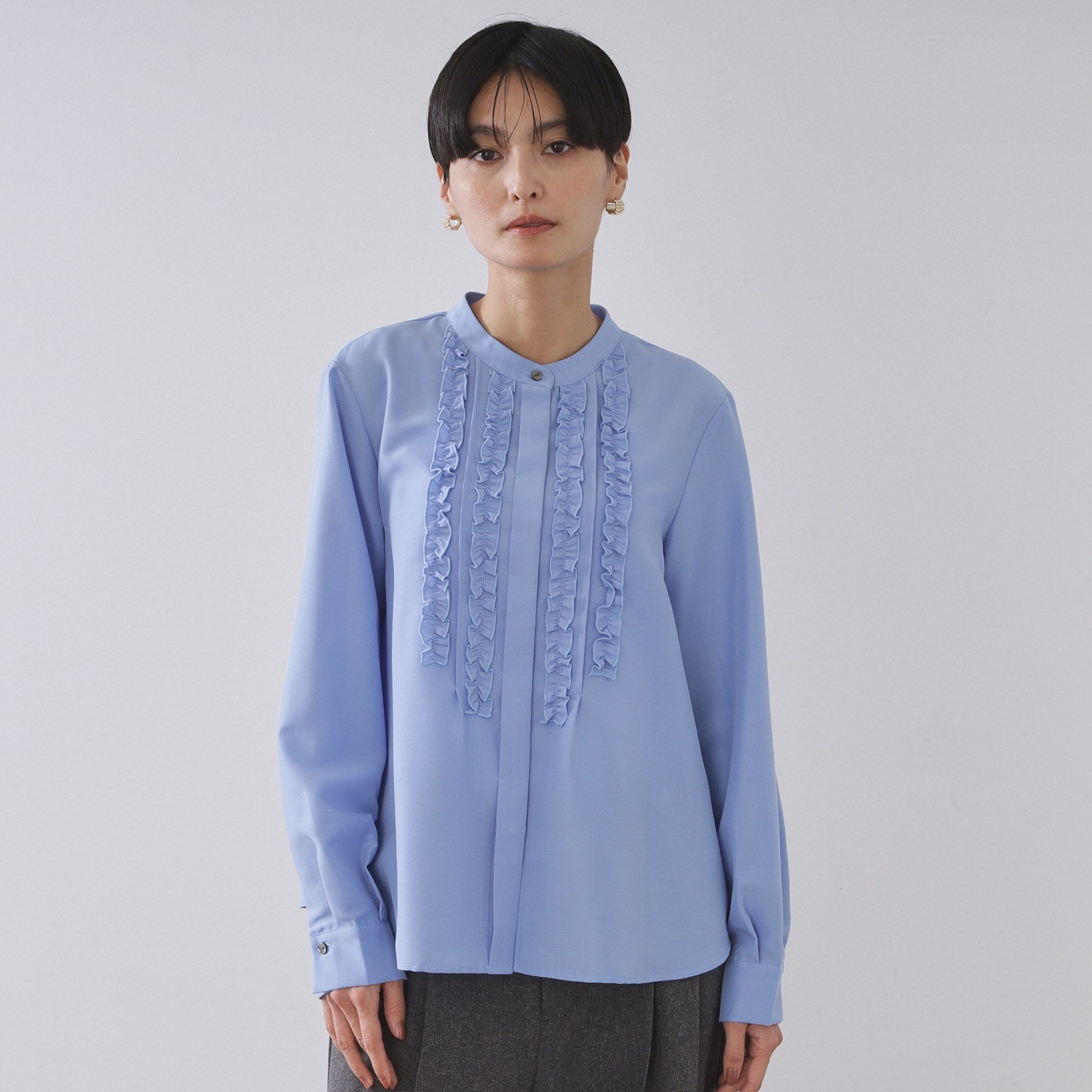 オペーク ドット クリップ OPAQUE.CLIP フロントフリルブラウス【洗濯機洗い可】 （ホワイト(001)） ホワイト(001)