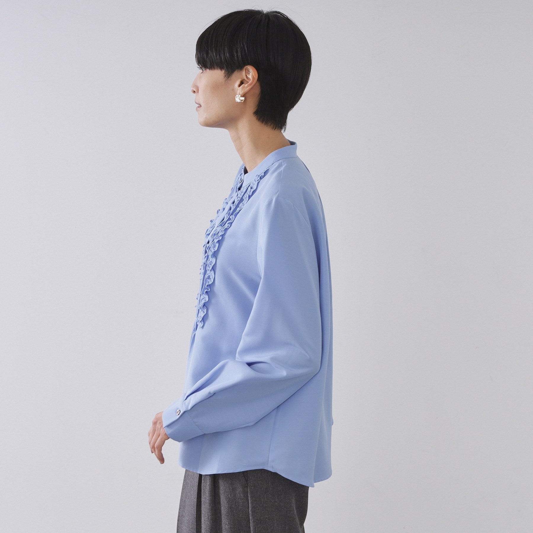 オペーク ドット クリップ OPAQUE.CLIP フロントフリルブラウス【洗濯機洗い可】 （ホワイト(001)） ホワイト(001)