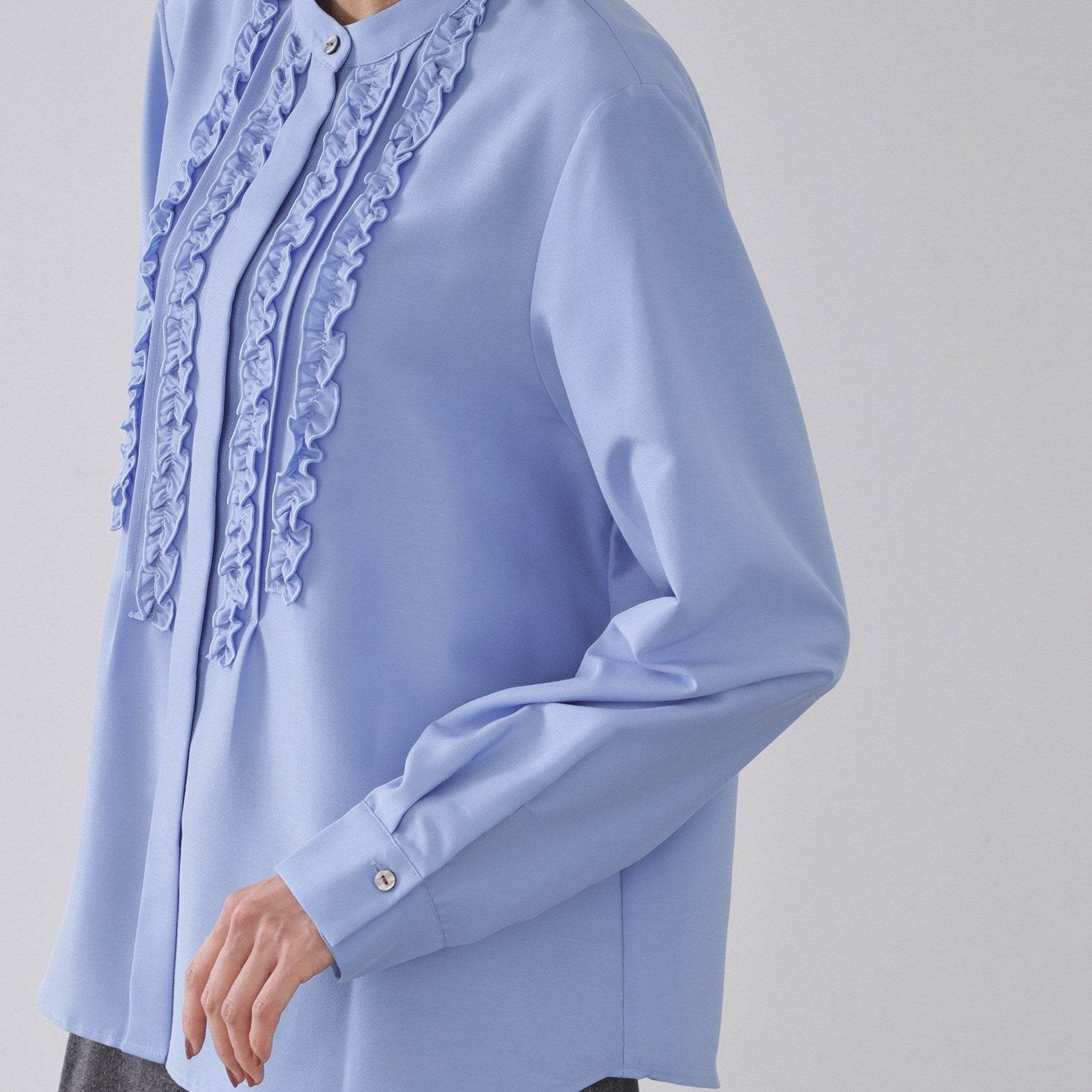 オペーク ドット クリップ OPAQUE.CLIP フロントフリルブラウス【洗濯機洗い可】 （ホワイト(001)） ホワイト(001)