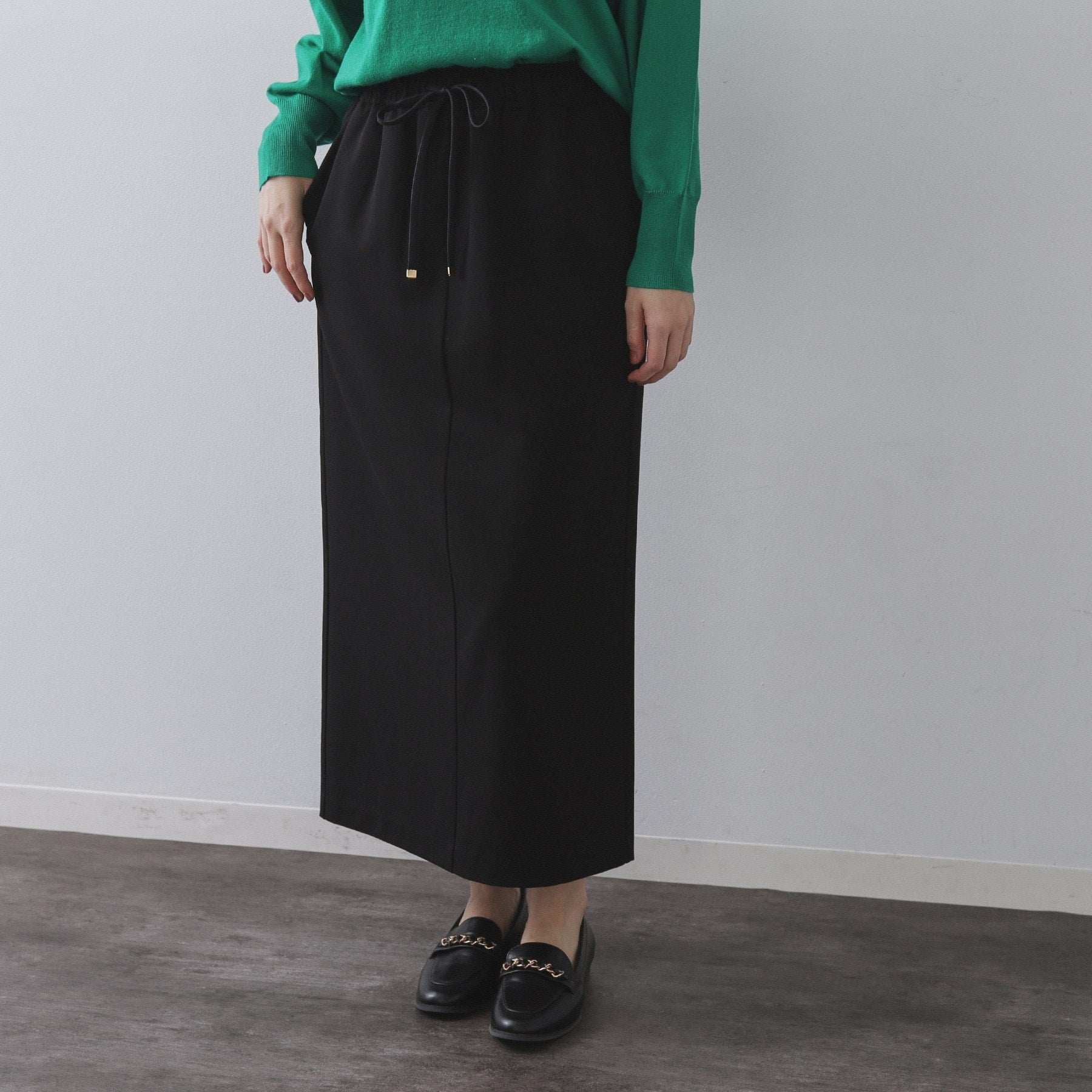 オペーク ドット クリップ OPAQUE.CLIP 裏起毛イージーナロースカート／ネオサーモ【蓄熱素材／洗濯機洗い可 （ブラック(019)） ブラック(019)