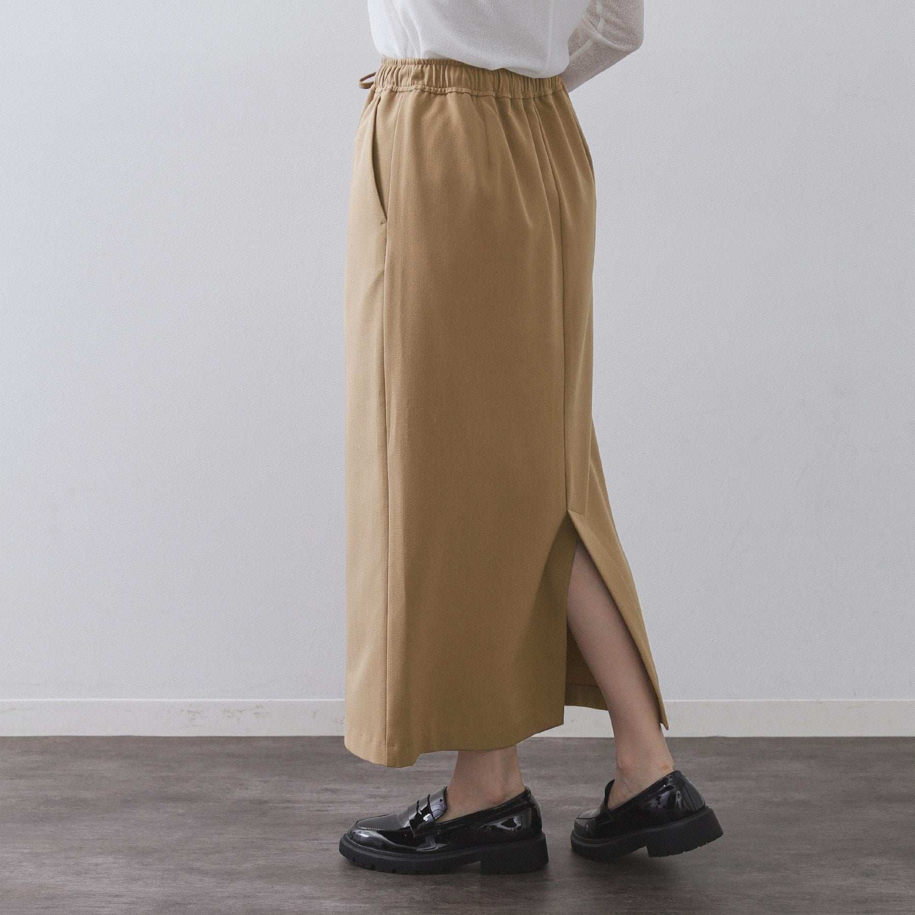 オペーク ドット クリップ OPAQUE.CLIP 裏起毛イージーナロースカート／ネオサーモ【蓄熱素材／洗濯機洗い可 （ブラック(019)） ブラック(019)