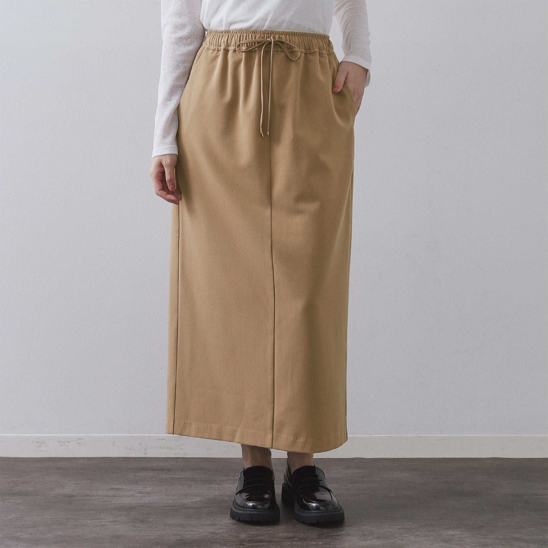 オペーク ドット クリップ OPAQUE.CLIP 裏起毛イージーナロースカート／ネオサーモ【蓄熱素材／洗濯機洗い可 （ブラック(019)） ブラック(019)