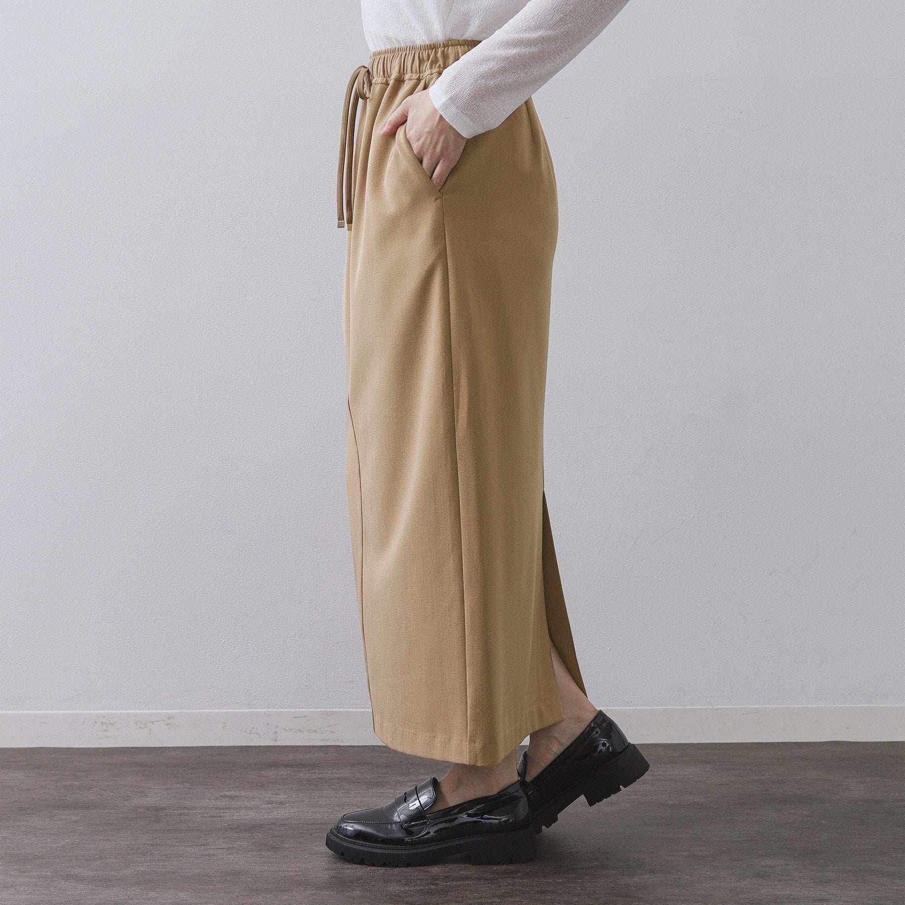 オペーク ドット クリップ OPAQUE.CLIP 裏起毛イージーナロースカート／ネオサーモ【蓄熱素材／洗濯機洗い可 （ブラック(019)） ブラック(019)