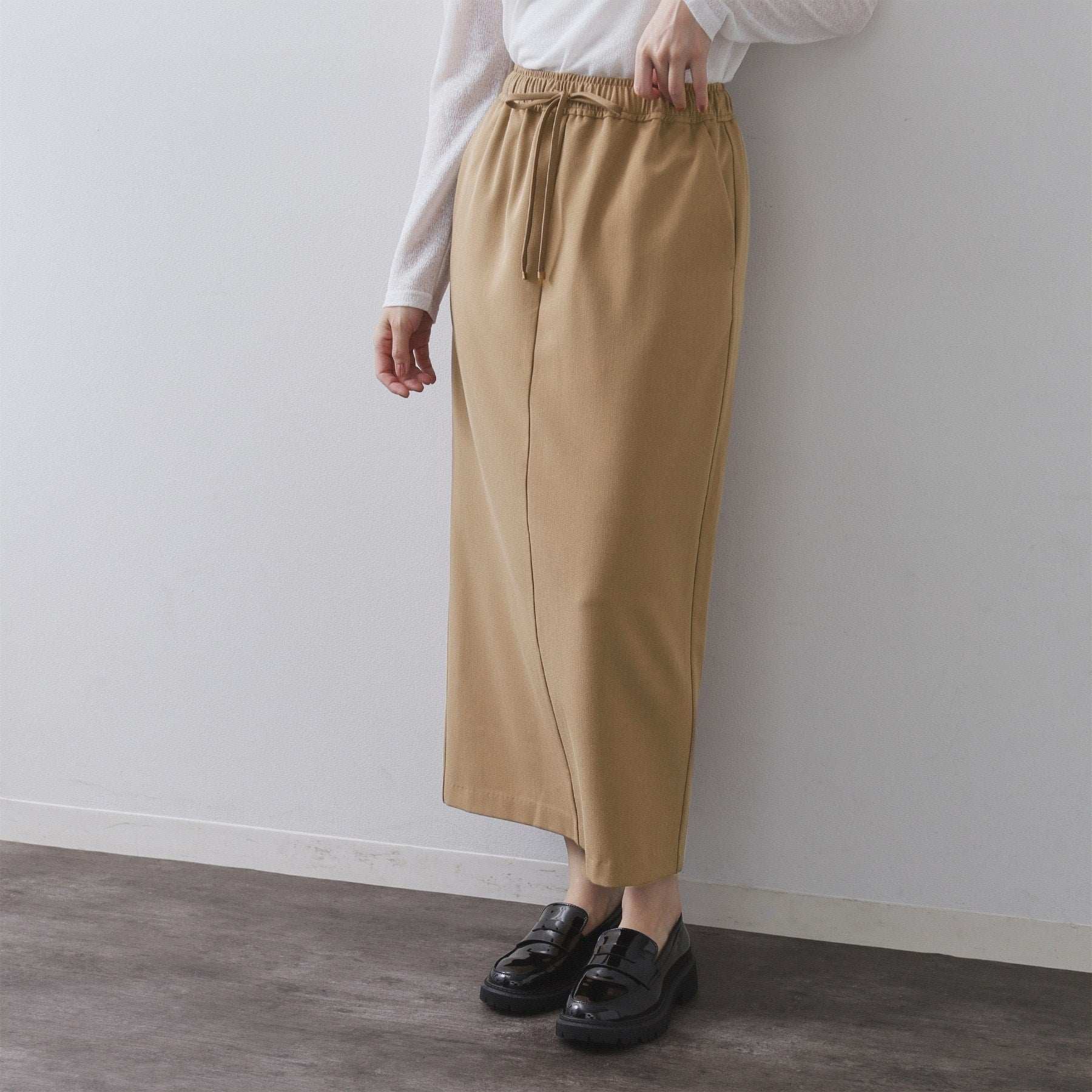 オペーク ドット クリップ OPAQUE.CLIP 裏起毛イージーナロースカート／ネオサーモ【蓄熱素材／洗濯機洗い可 （ブラック(019)） ブラック(019)