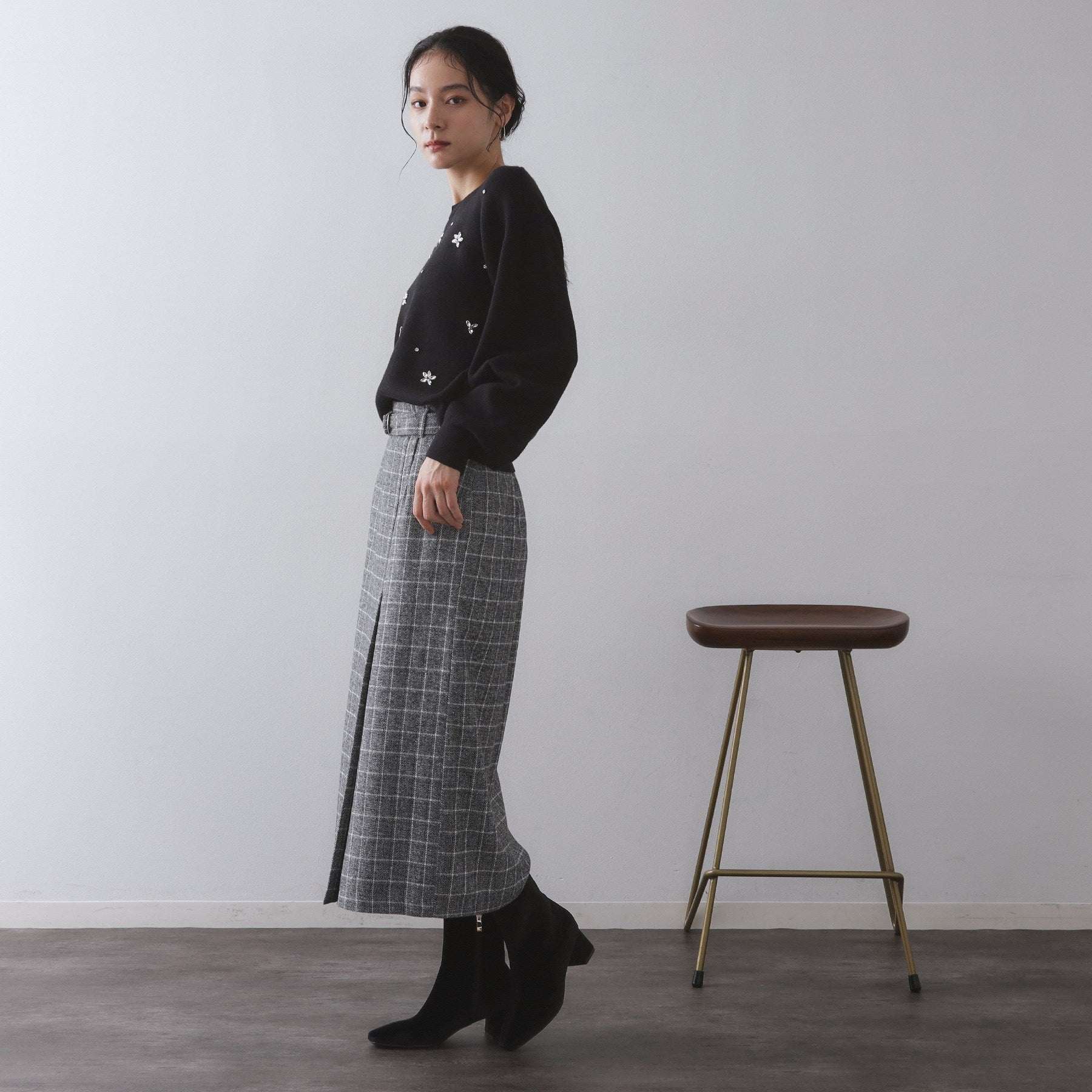 オペーク ドット クリップ OPAQUE.CLIP ビジューニットトップス【洗える】 （ネイビー(094)） ネイビー(094)