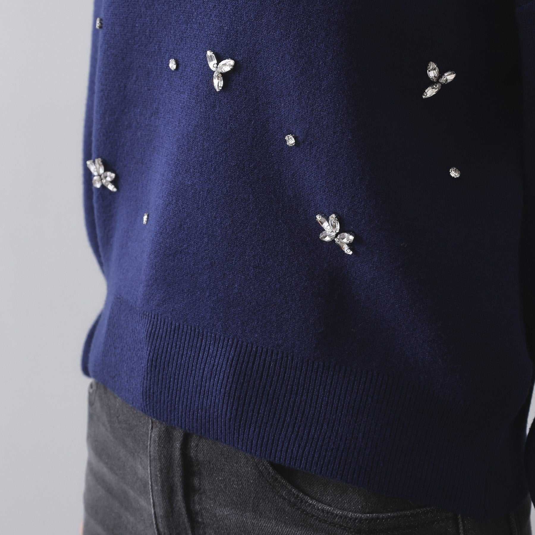 オペーク ドット クリップ OPAQUE.CLIP ビジューニットトップス【洗える】 （ネイビー(094)） ネイビー(094)