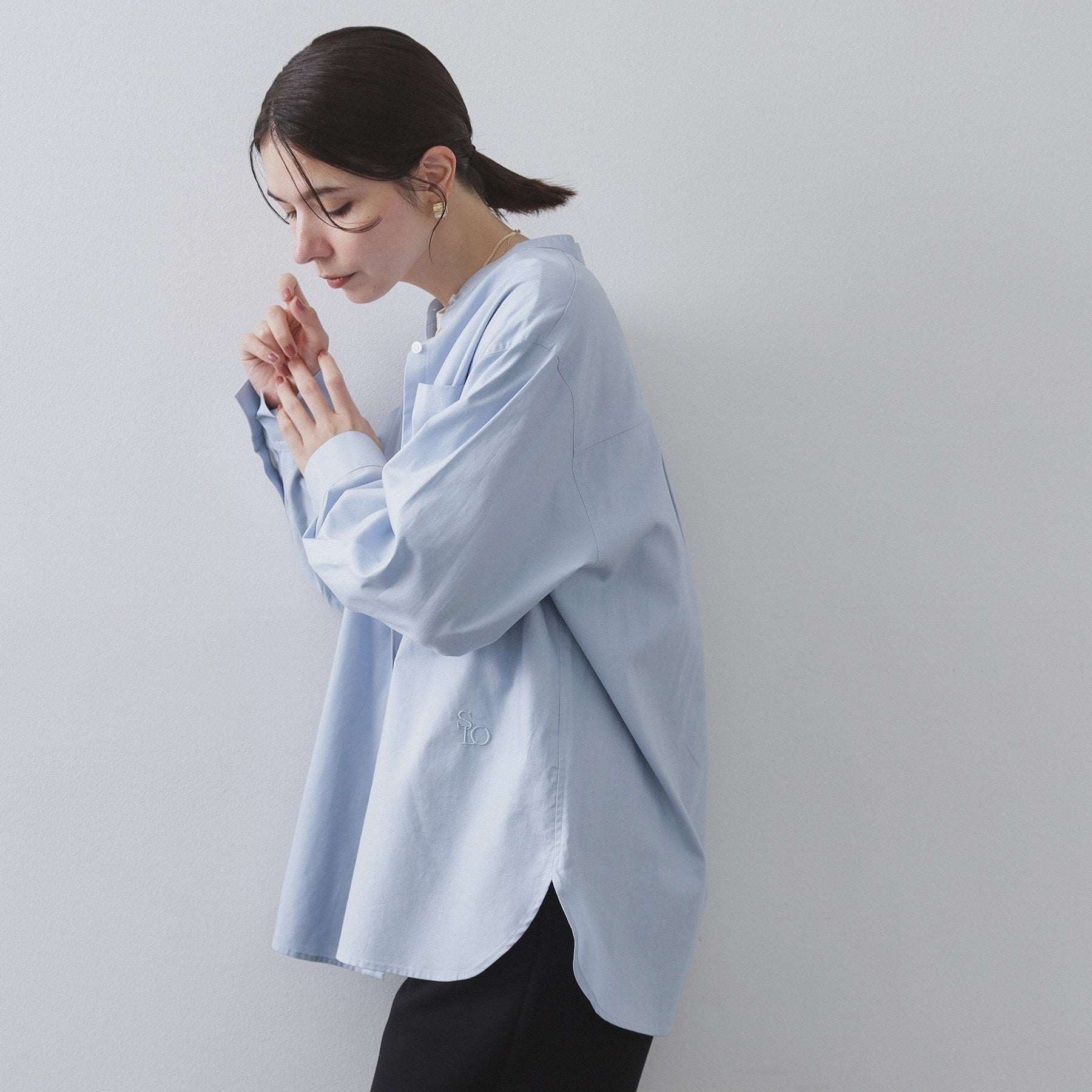 オペーク ドット クリップ OPAQUE.CLIP オックスバンドカラーシャツ【洗濯機洗い可】 （ブルー(091)） ブルー(091)