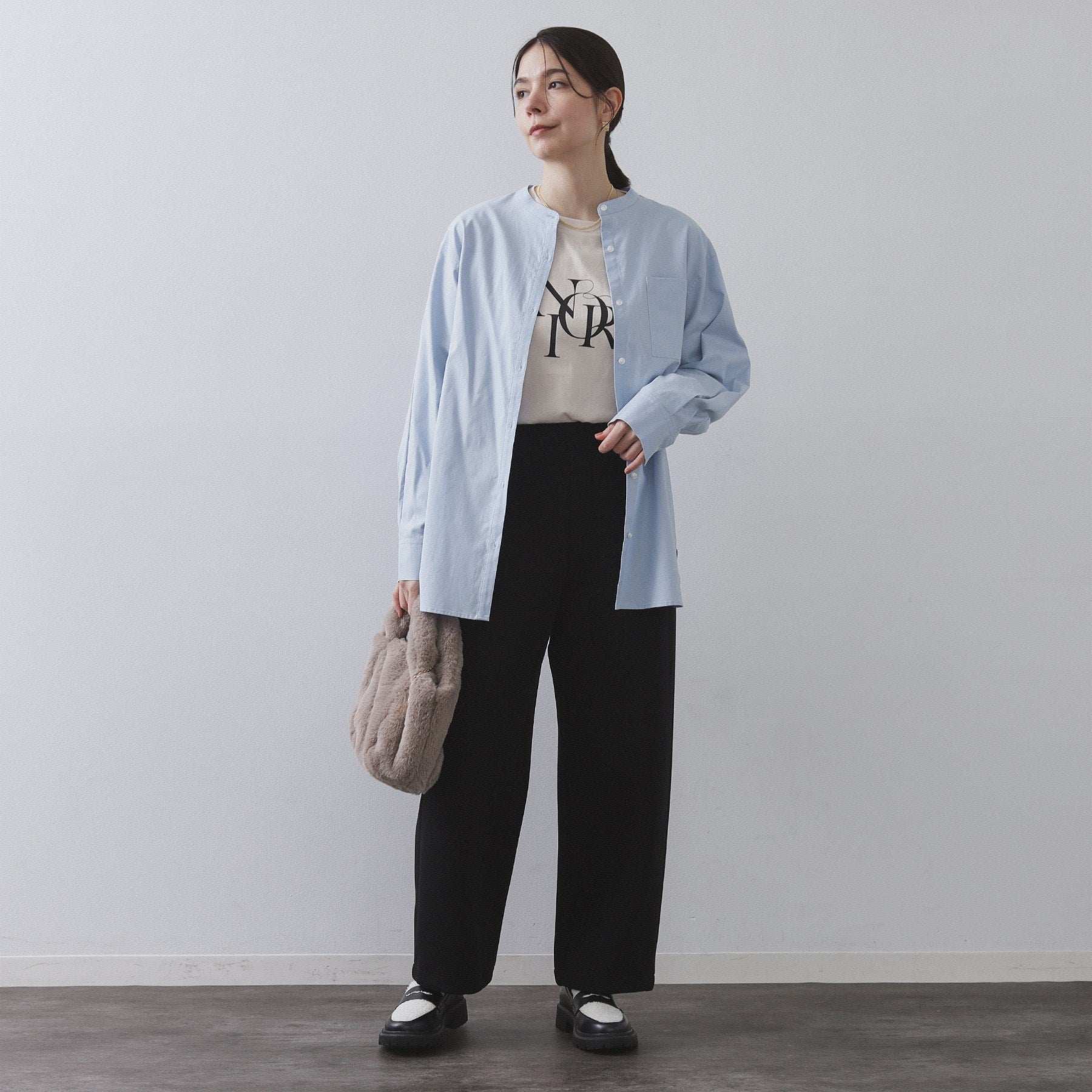 オペーク ドット クリップ OPAQUE.CLIP オックスバンドカラーシャツ【洗濯機洗い可】 （ブルー(091)） ブルー(091)