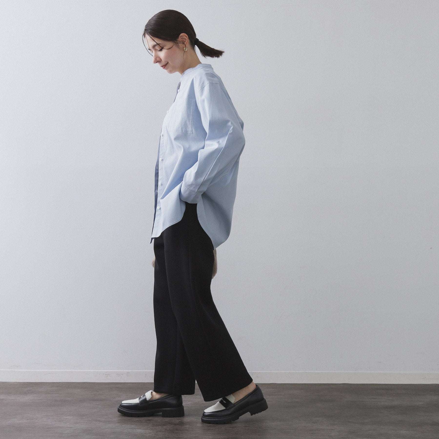 オペーク ドット クリップ OPAQUE.CLIP オックスバンドカラーシャツ【洗濯機洗い可】 （ブルー(091)） ブルー(091)