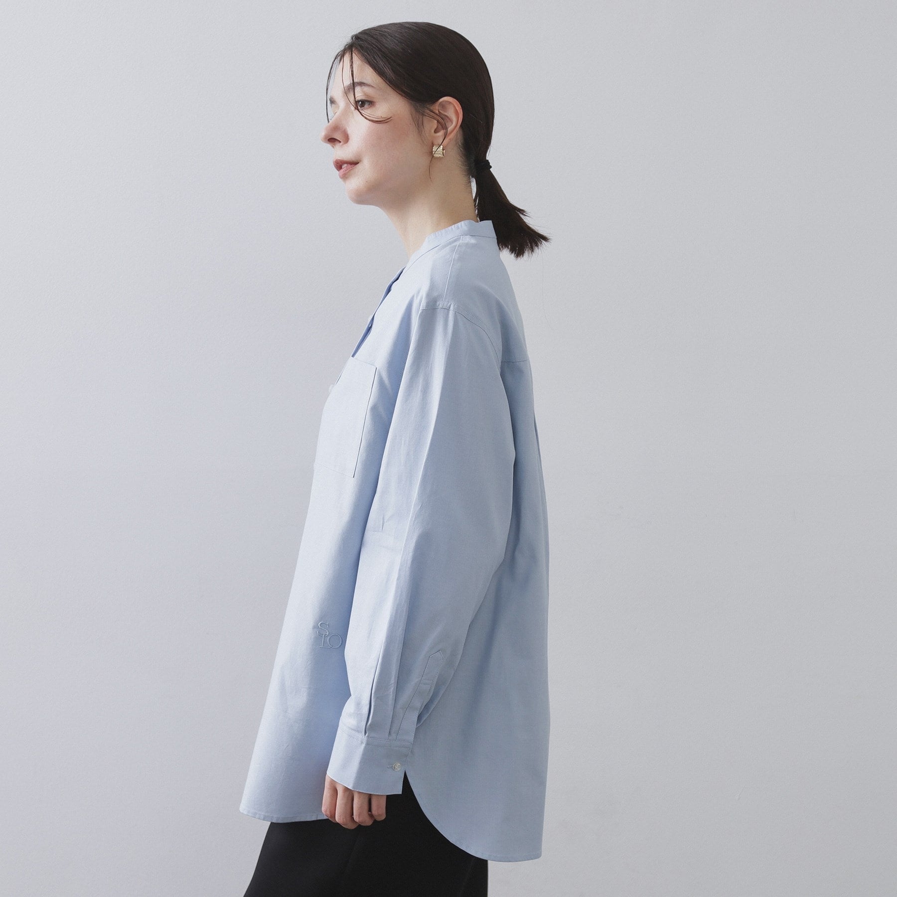 オペーク ドット クリップ OPAQUE.CLIP オックスバンドカラーシャツ【洗濯機洗い可】 （ブルー(091)） ブルー(091)