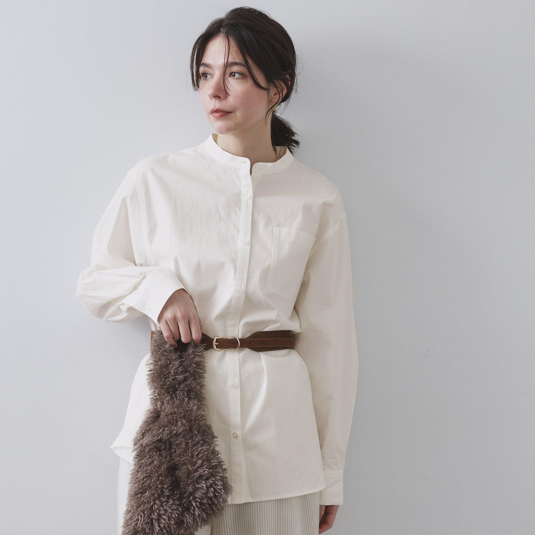 オペーク ドット クリップ OPAQUE.CLIP オックスバンドカラーシャツ【洗濯機洗い可】 （ホワイト(001)） ホワイト(001)