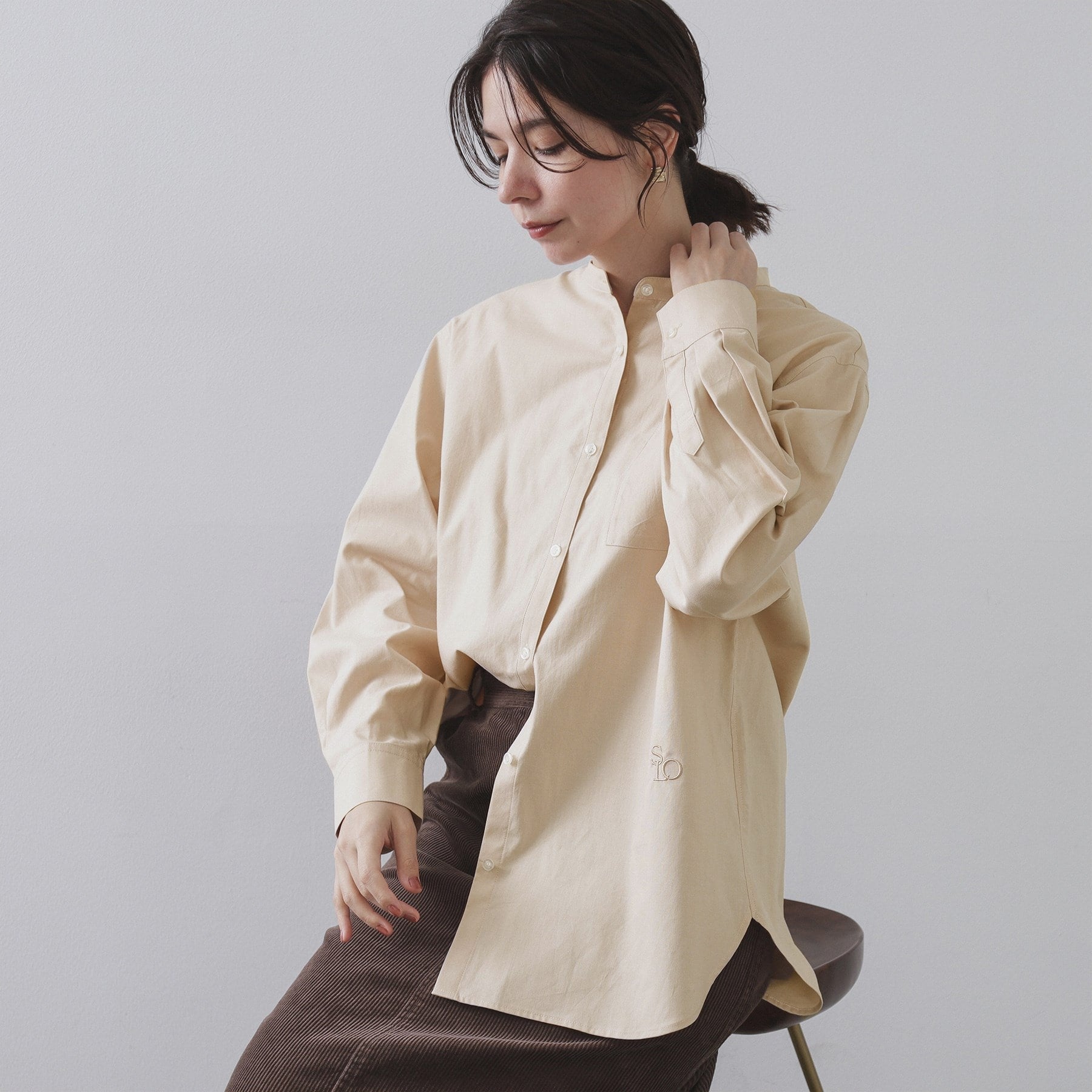 オペーク ドット クリップ OPAQUE.CLIP オックスバンドカラーシャツ【洗濯機洗い可】 （ベージュ(052)） ベージュ(052)