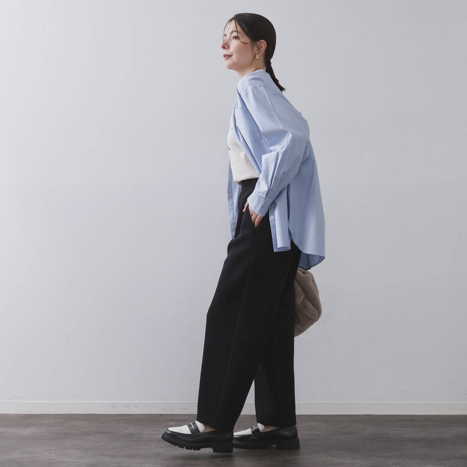 オペーク ドット クリップ OPAQUE.CLIP イージーカーブワイドパンツ【洗濯機OK】 （ブラック(019)） ブラック(019)