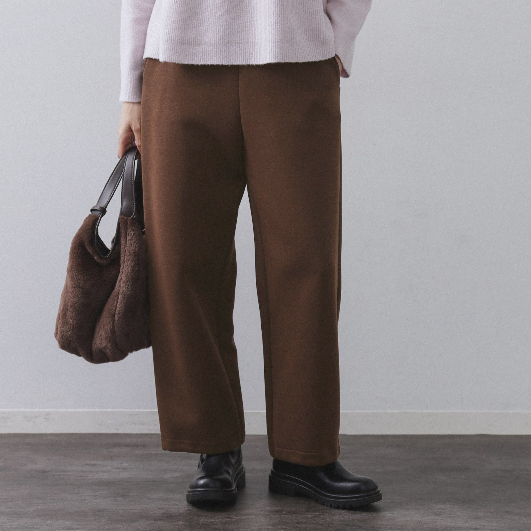 オペーク ドット クリップ OPAQUE.CLIP イージーカーブワイドパンツ【洗濯機OK】 （ブラウン(044)） ブラウン(044)