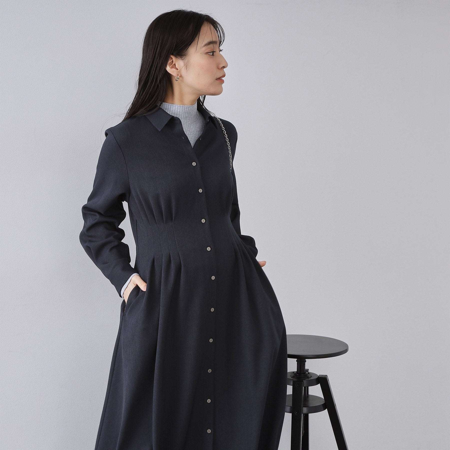 オペーク ドット クリップ OPAQUE.CLIP ウエストタックフィット＆フレアワンピース【洗濯機洗いOK】 （オフホワイト(003)） オフホワイト(003)