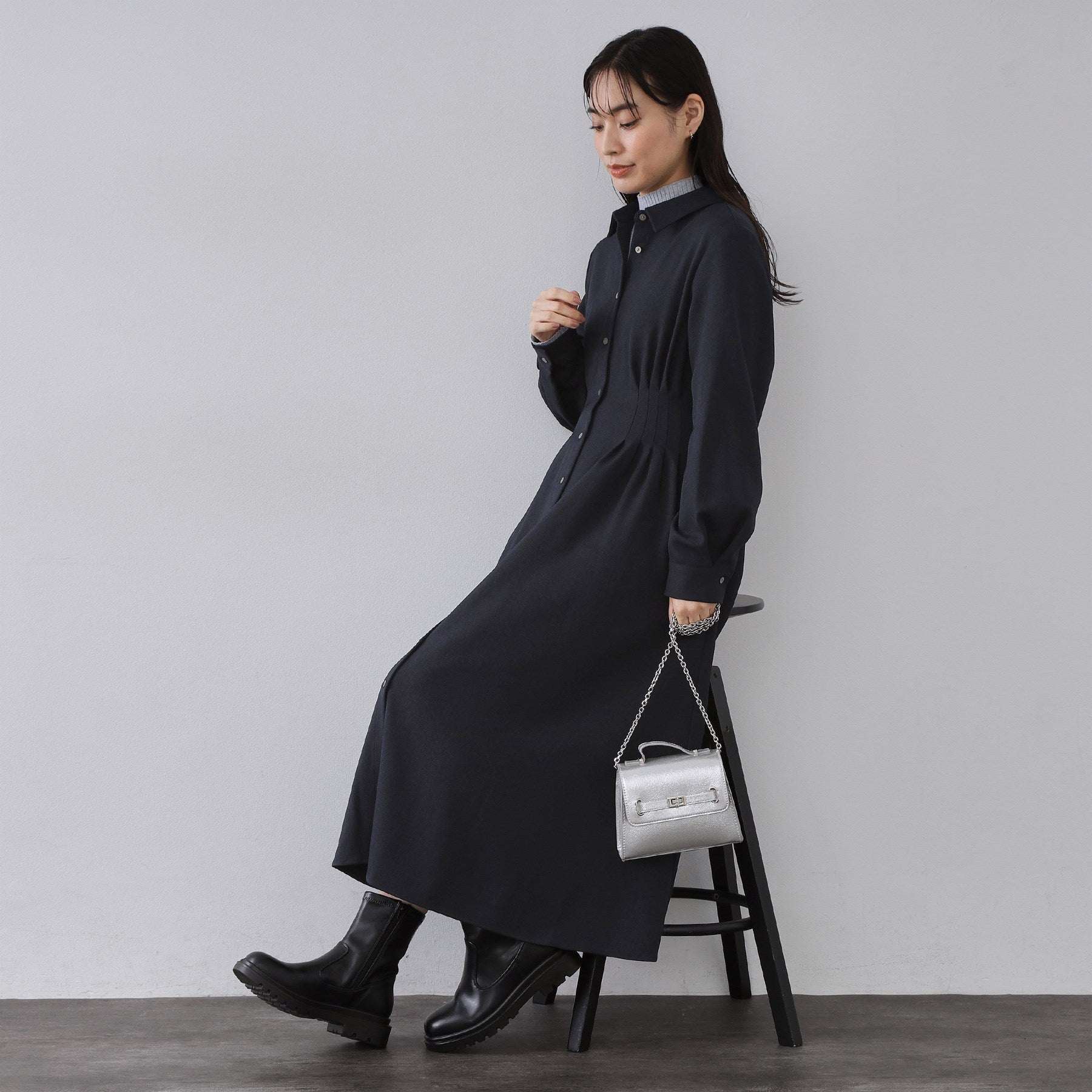 オペーク ドット クリップ OPAQUE.CLIP ウエストタックフィット＆フレアワンピース【洗濯機洗いOK】 （オフホワイト(003)） オフホワイト(003)