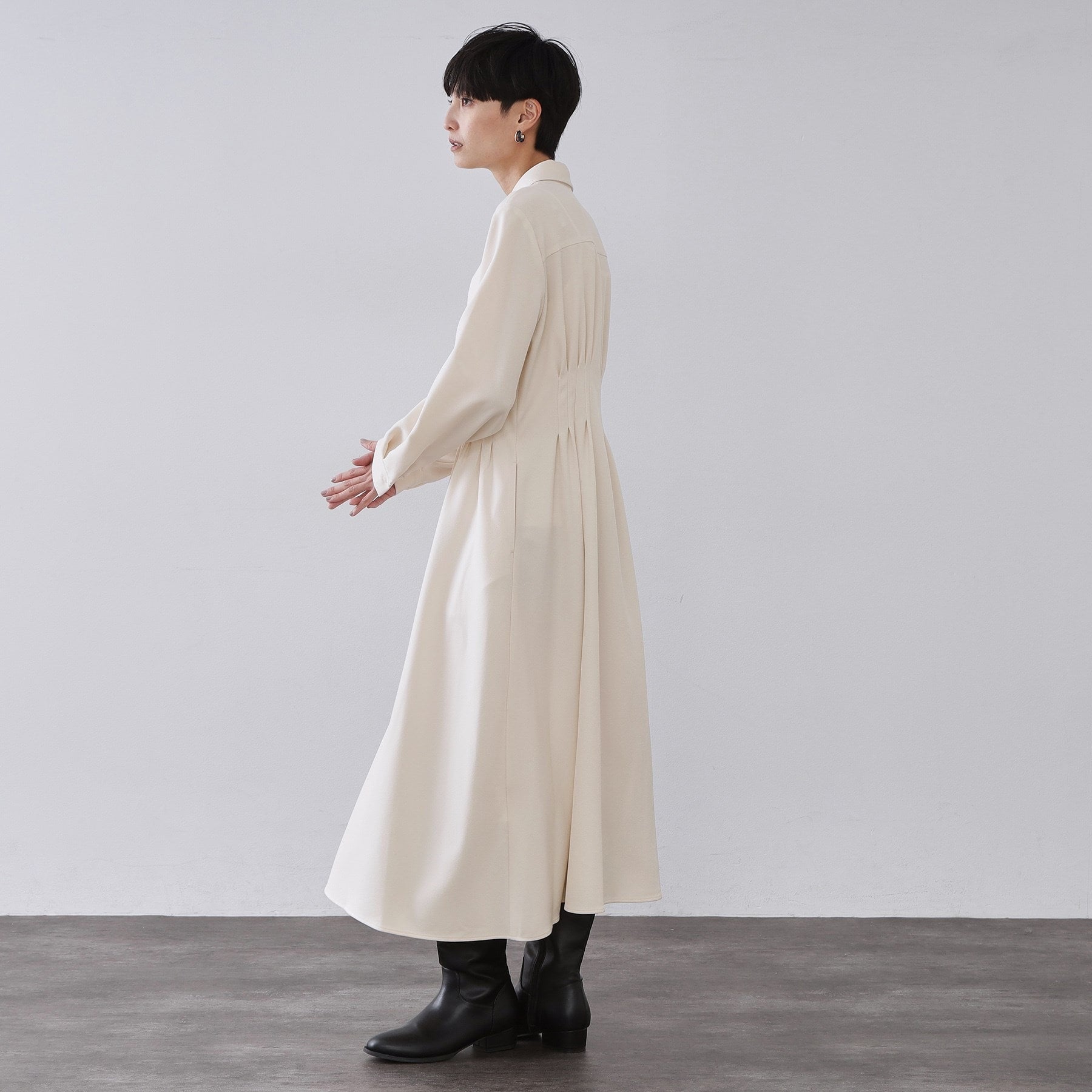 オペーク ドット クリップ OPAQUE.CLIP ウエストタックフィット＆フレアワンピース【洗濯機洗いOK】 （オフホワイト(003)） オフホワイト(003)