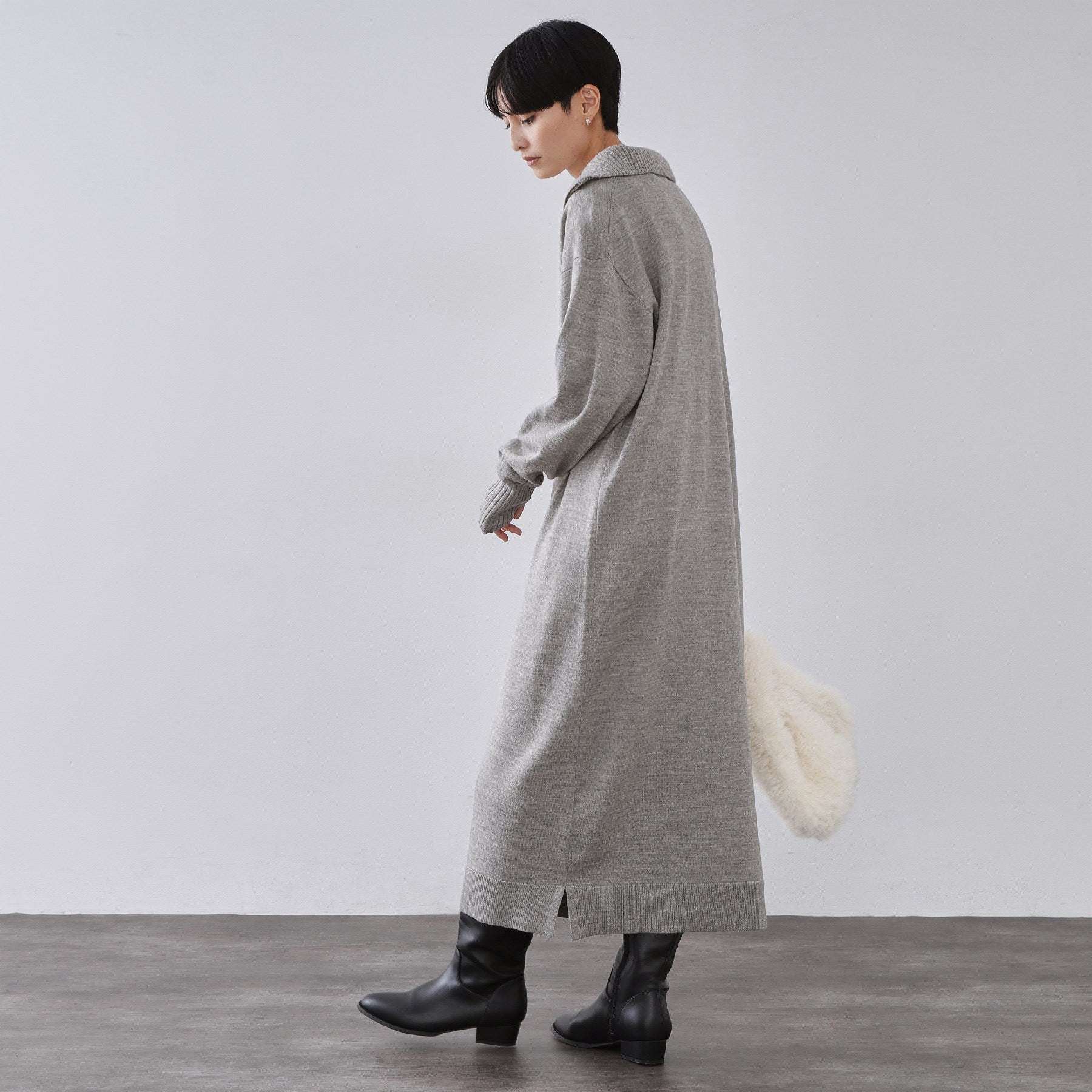 オペーク ドット クリップ OPAQUE.CLIP ハーフジップニットワンピース【洗濯機OK】 （ブラック(019)） ブラック(019)