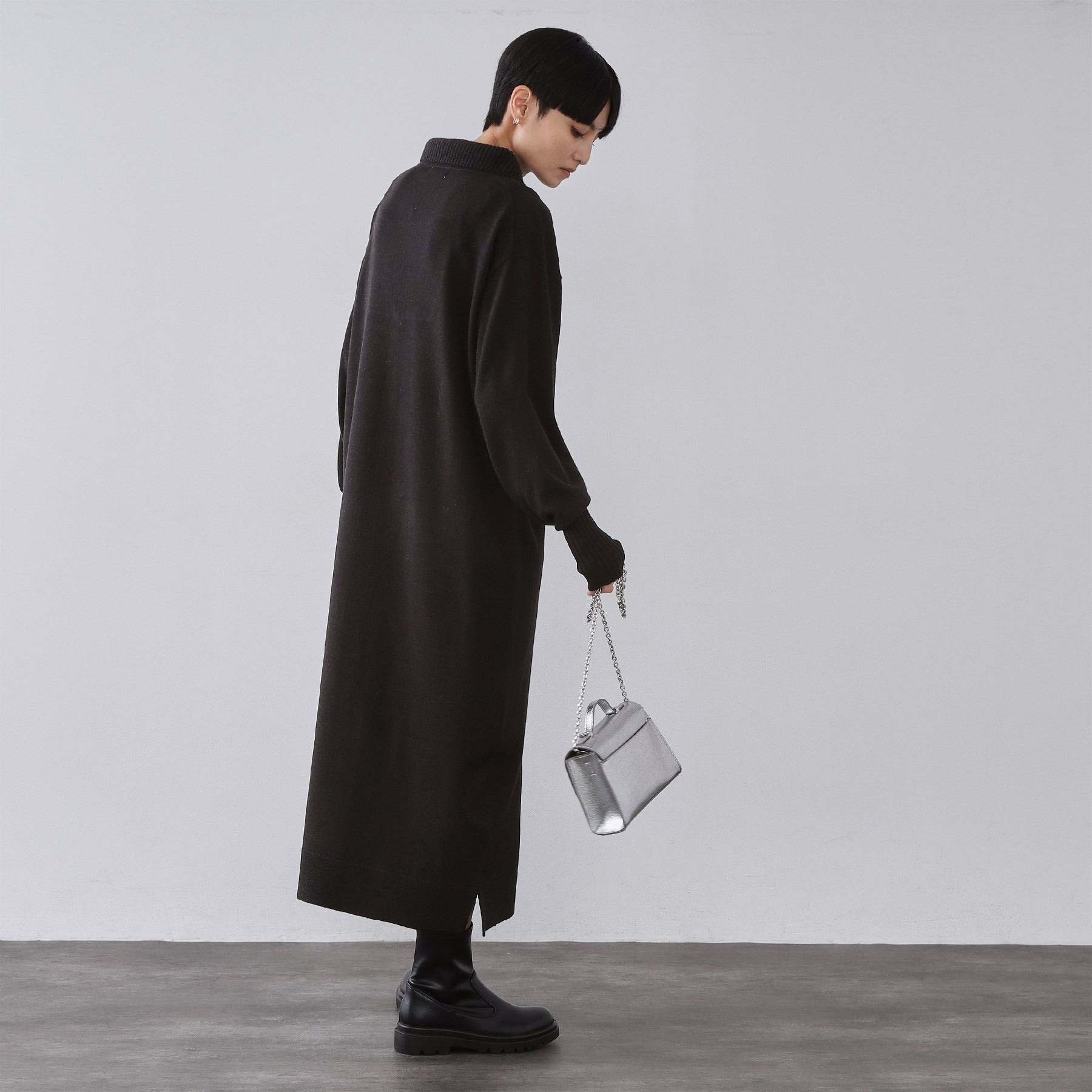 オペーク ドット クリップ OPAQUE.CLIP ハーフジップニットワンピース【洗濯機OK】 （ブラック(019)） ブラック(019)