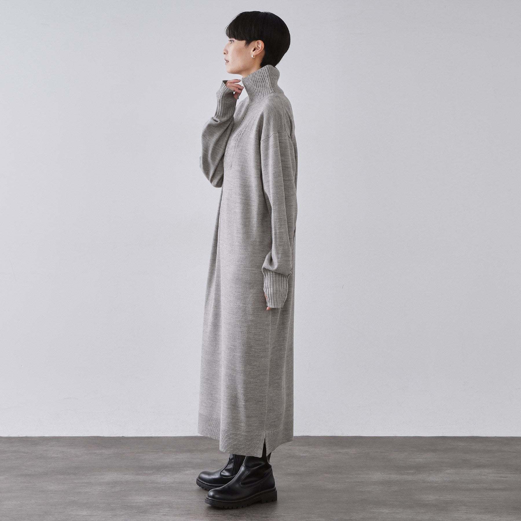 オペーク ドット クリップ OPAQUE.CLIP ハーフジップニットワンピース【洗濯機OK】 （ブラック(019)） ブラック(019)