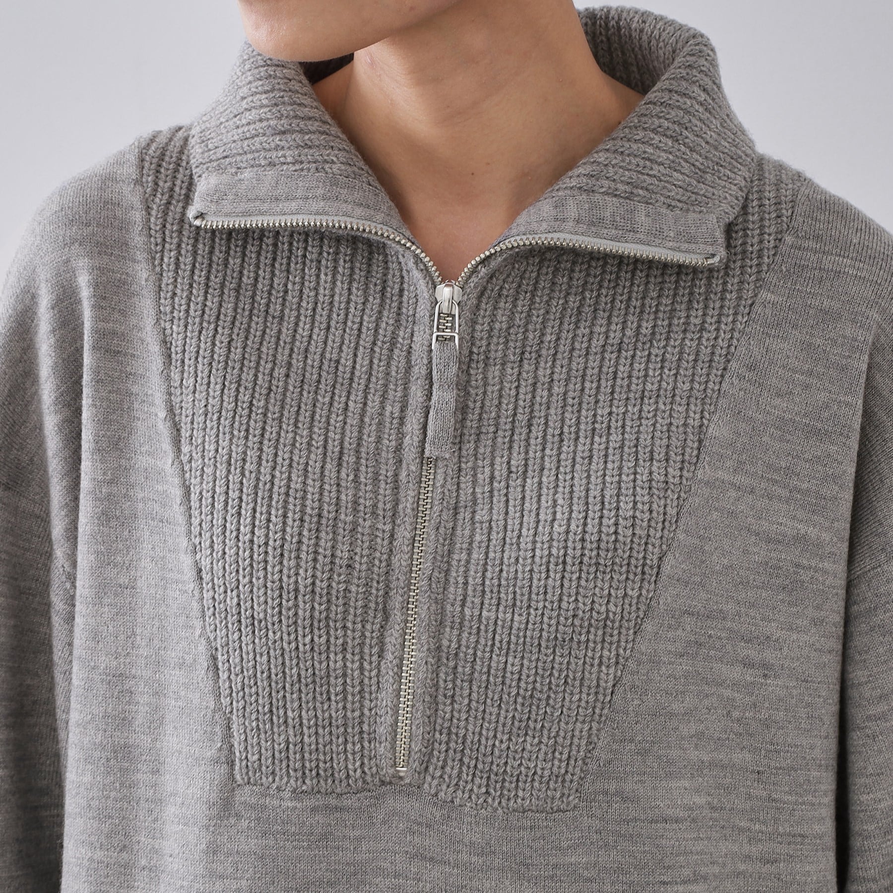 オペーク ドット クリップ OPAQUE.CLIP ハーフジップニットワンピース【洗濯機OK】 （ブラック(019)） ブラック(019)