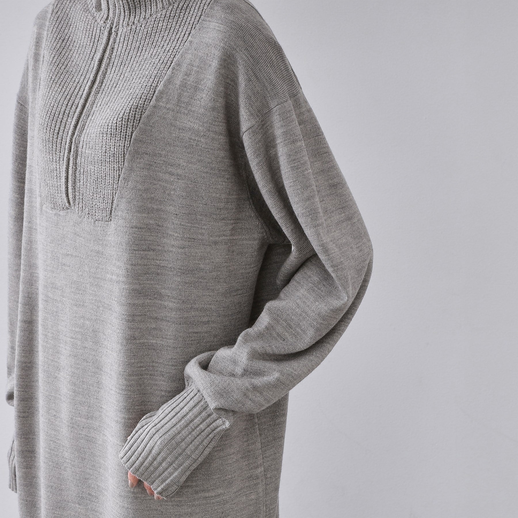 オペーク ドット クリップ OPAQUE.CLIP ハーフジップニットワンピース【洗濯機OK】 （ブラック(019)） ブラック(019)