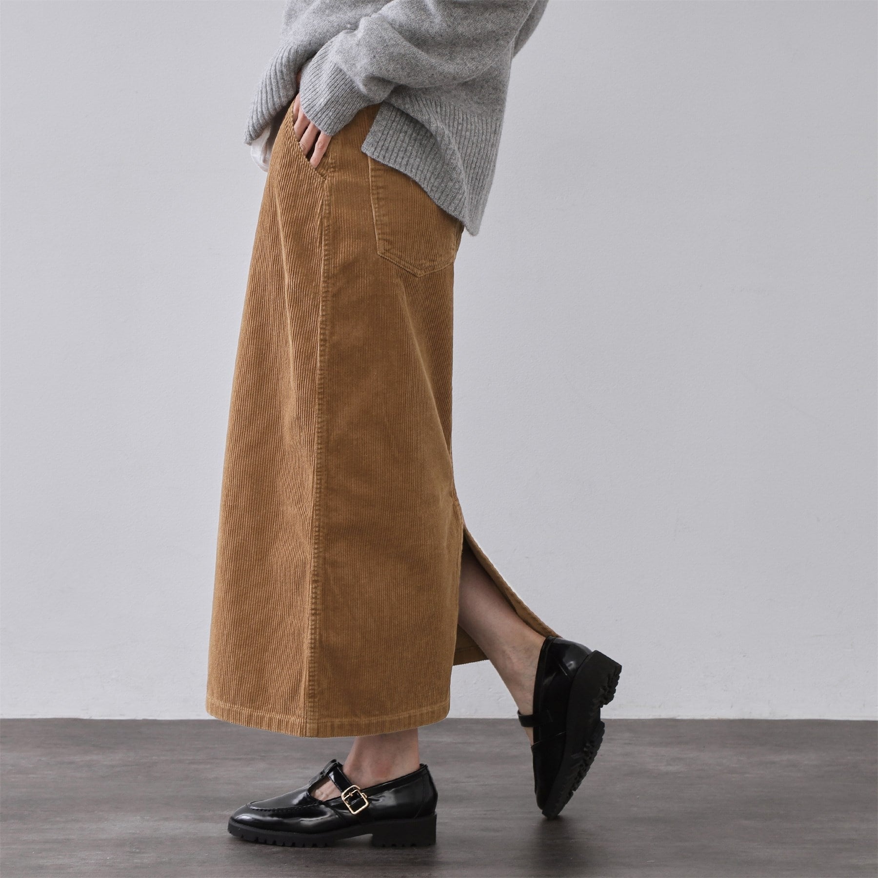 オペーク ドット クリップ OPAQUE.CLIP コーデュロイナロースカート【洗濯機OK】 （キャメルブラウン(041)） キャメルブラウン(041)