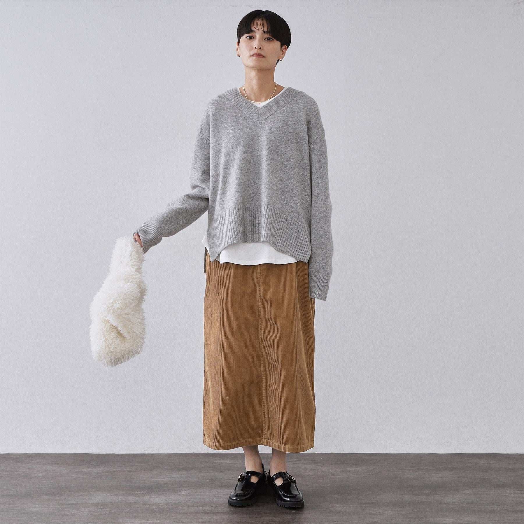 オペーク ドット クリップ OPAQUE.CLIP コーデュロイナロースカート【洗濯機OK】 （キャメルブラウン(041)） キャメルブラウン(041)